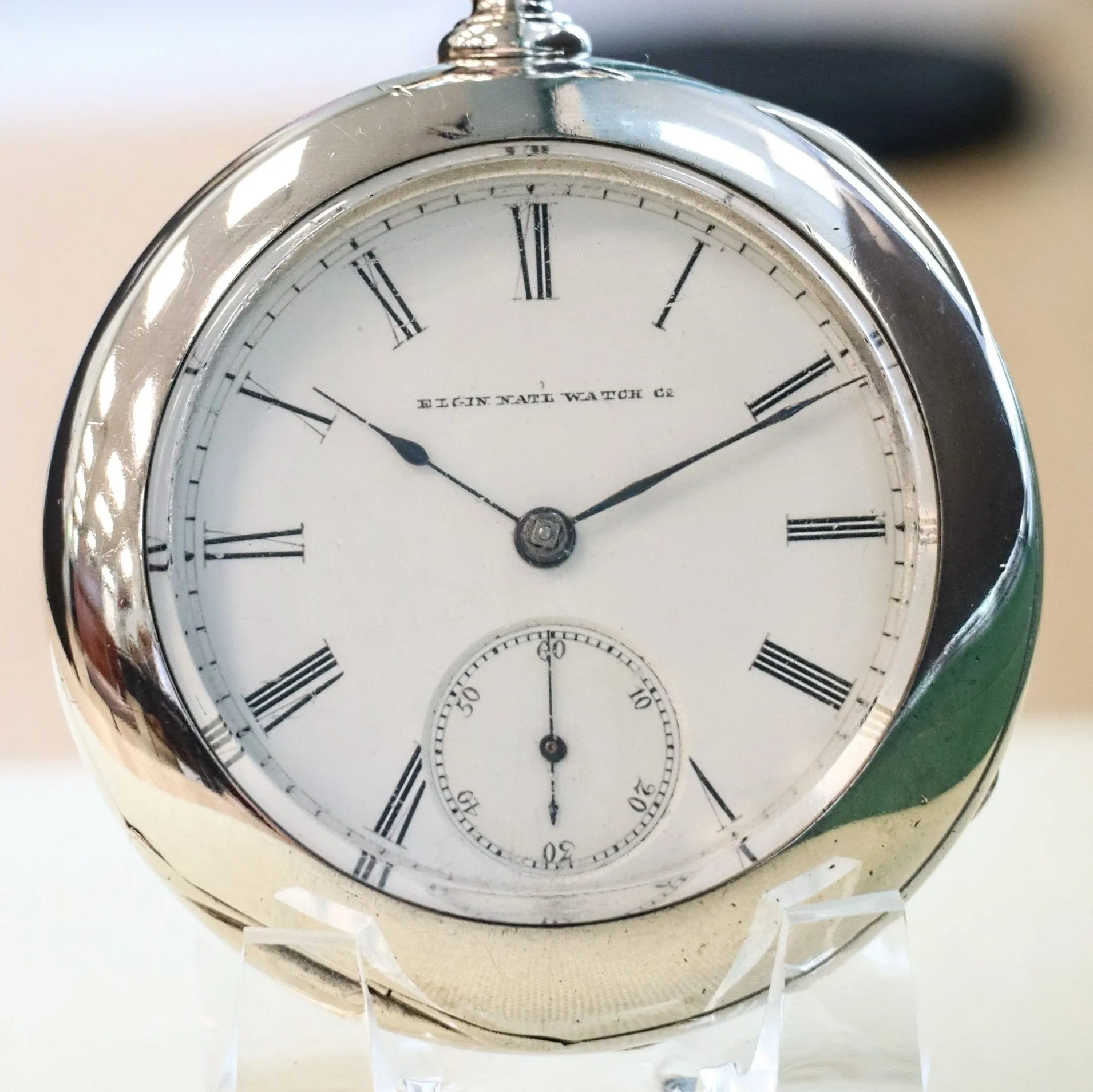 1883 ELGIN Pocket Watch Openface 18s Grade 81 Key Wind 13 Jewels Coin Silver Case