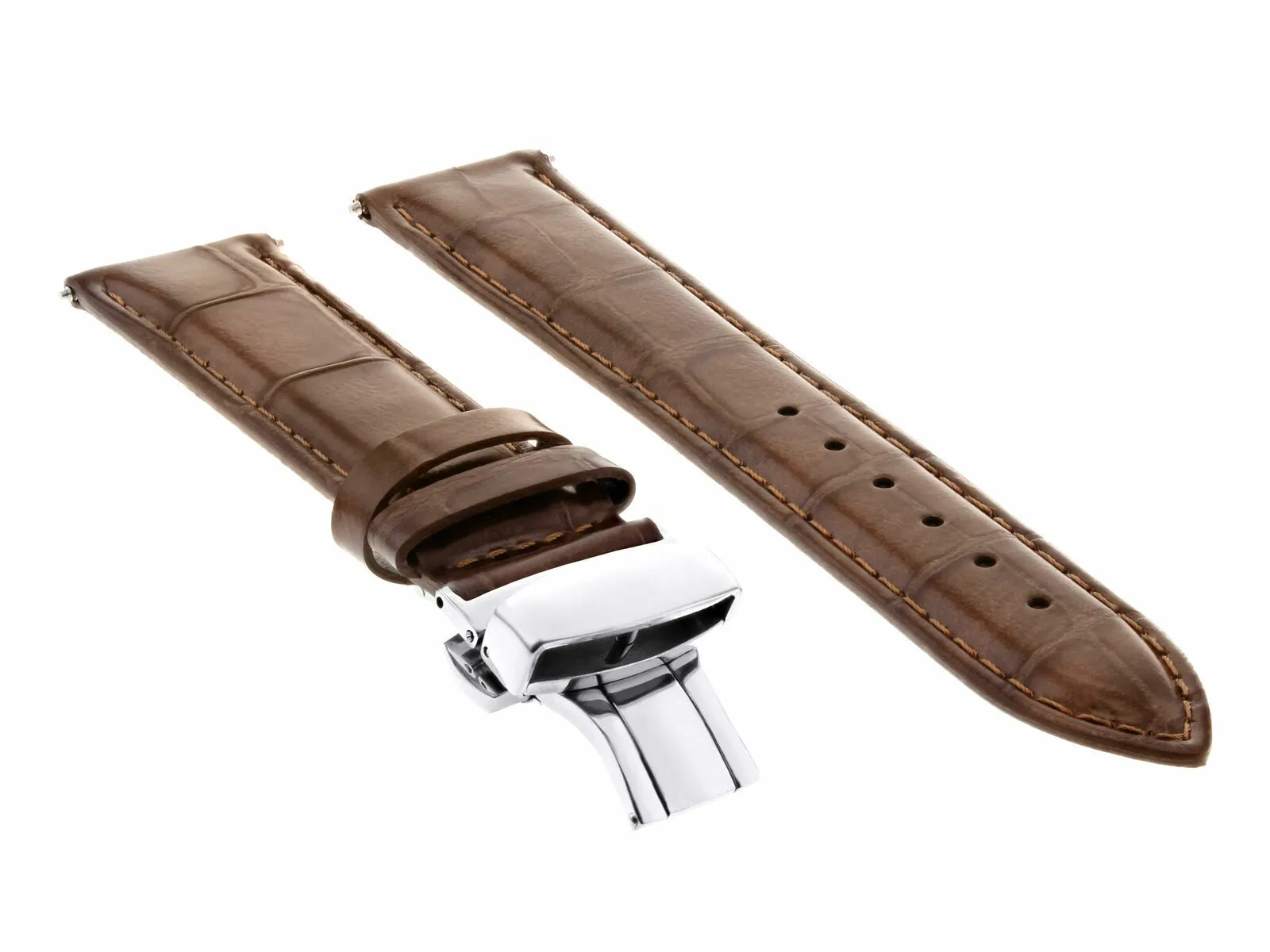 18MM LEATHER BAND WATCH STRAP DEPLOYMENT  BUCKLE FOR CITIZEN ECO DRIVE L/BROWN