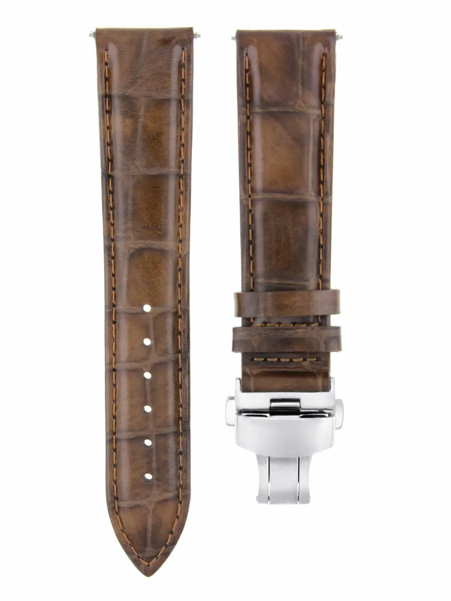 18MM LEATHER BAND WATCH STRAP DEPLOYMENT  BUCKLE FOR CITIZEN ECO DRIVE L/BROWN