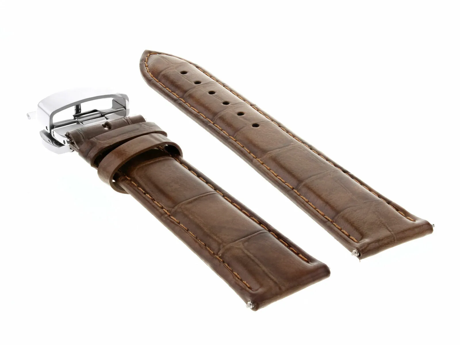 18MM LEATHER BAND WATCH STRAP DEPLOYMENT  BUCKLE FOR CITIZEN ECO DRIVE L/BROWN