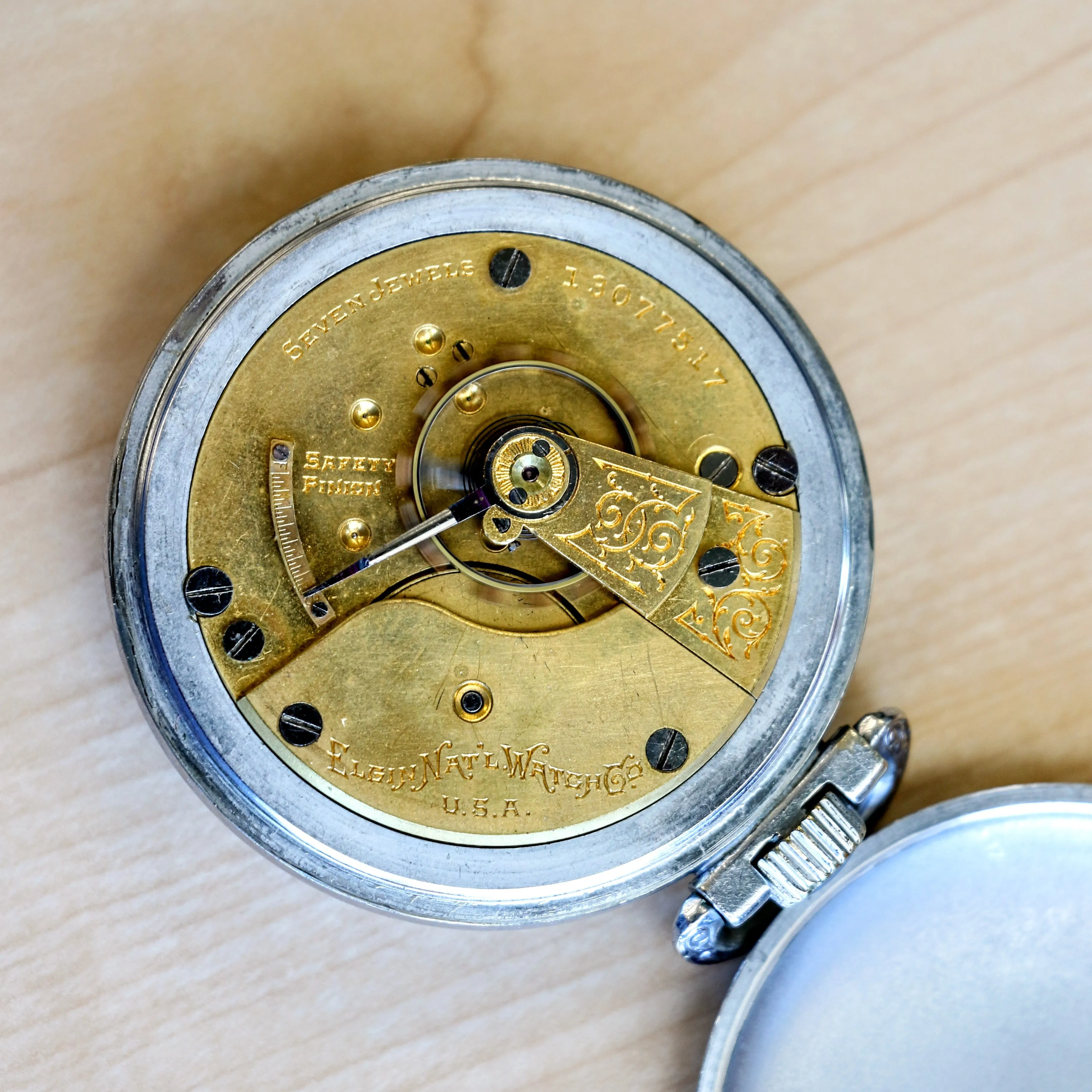 1908 ELGIN Pocket Watch 18s 7 Jewels Grade 294 Openface Vintage Timepiece