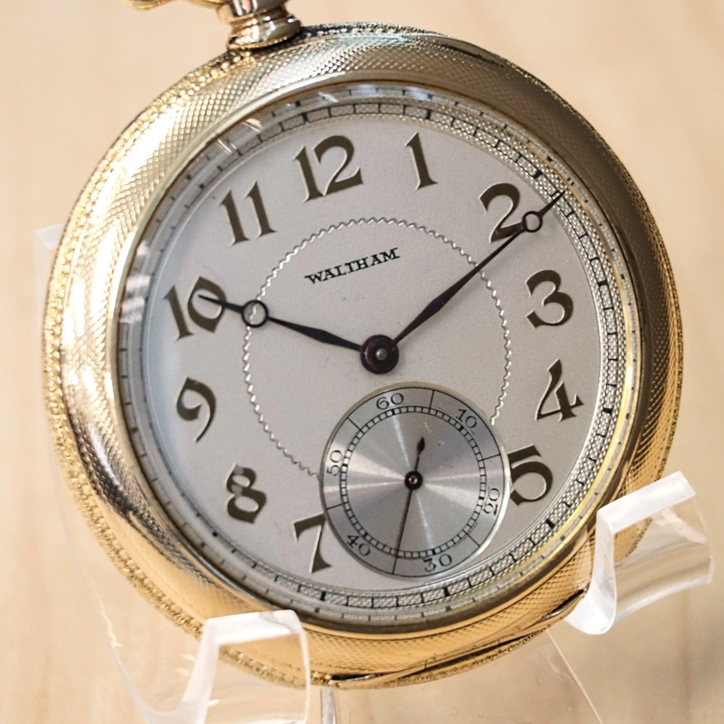 1925 WALTHAM Dress Pocket Watch Openface 12s Grade Premier 19 Jewels ADJ. 14K G.F.