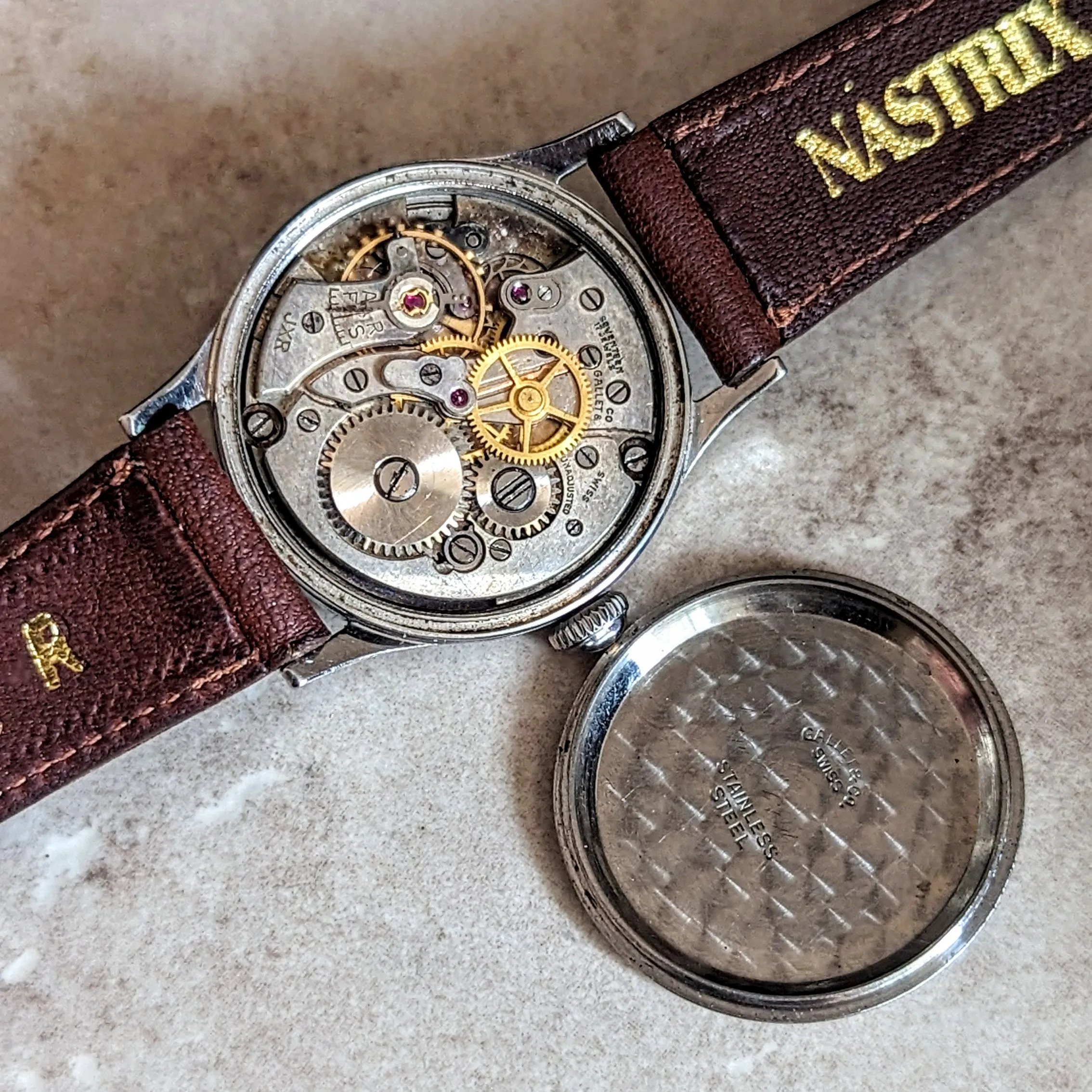 1930s RACINE Military WWII Wristwatch by Gallet & Co. 17 Jewels Swiss Watch