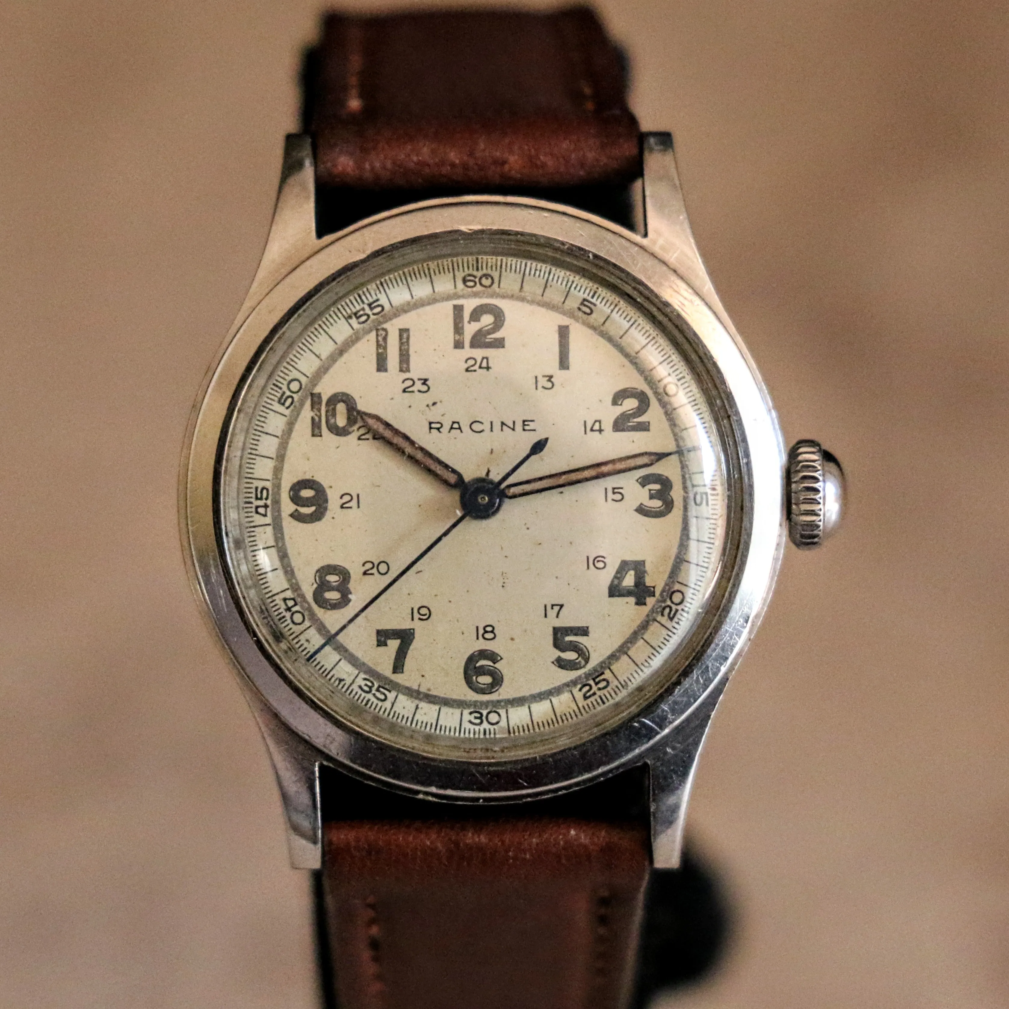 1930s RACINE Military WWII Wristwatch by Gallet & Co. 17 Jewels Swiss Watch
