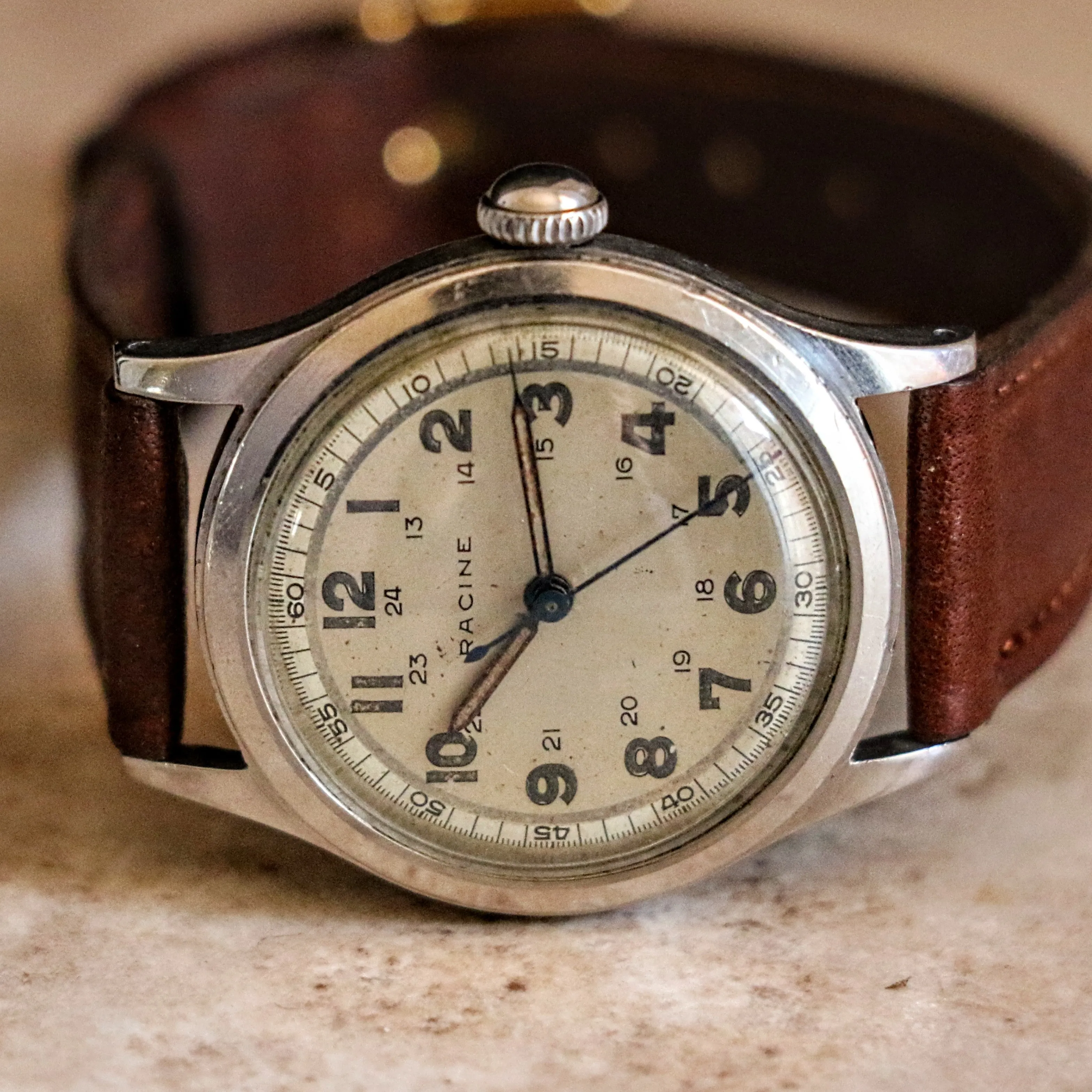 1930s RACINE Military WWII Wristwatch by Gallet & Co. 17 Jewels Swiss Watch