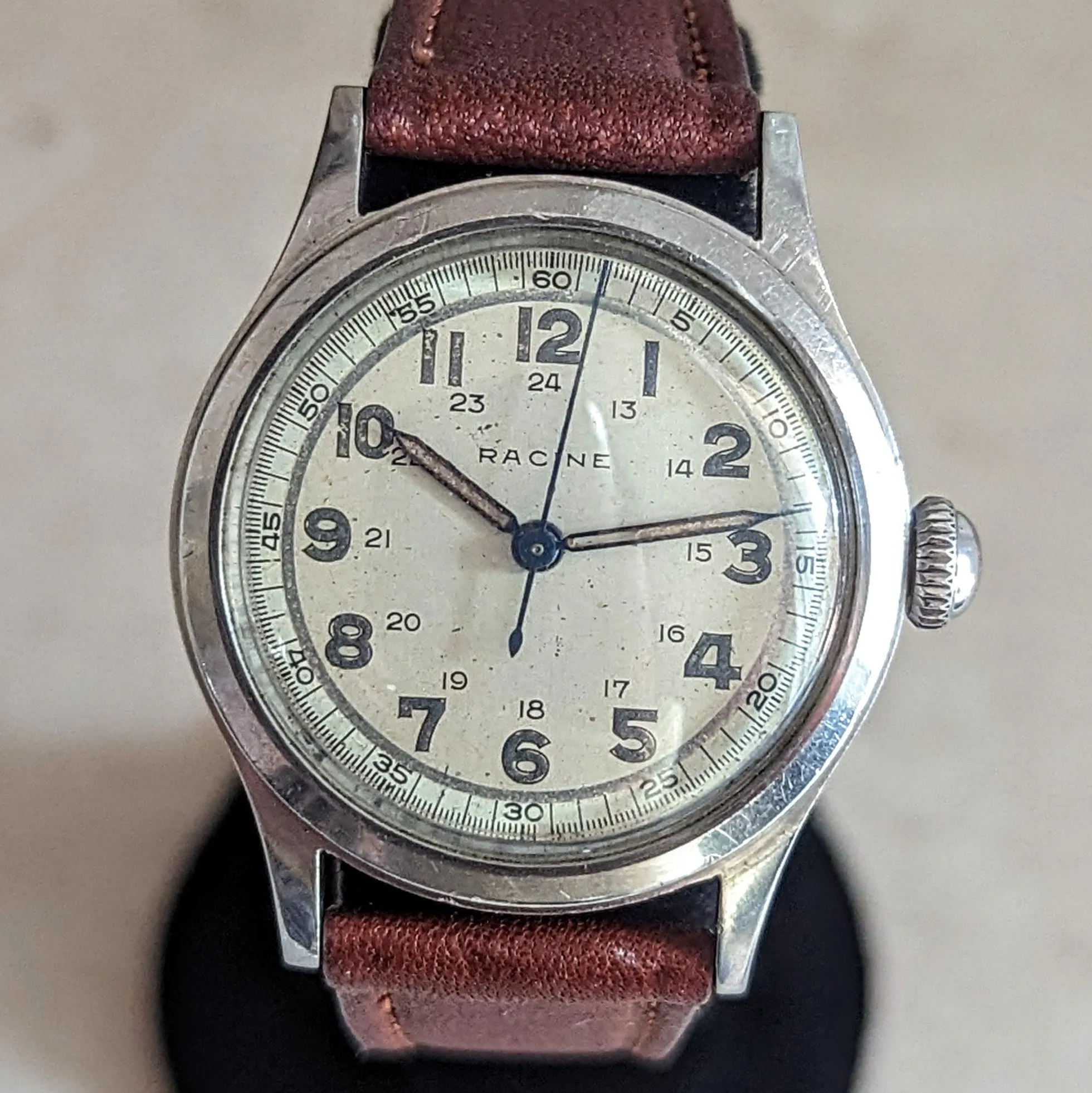 1930s RACINE Military WWII Wristwatch by Gallet & Co. 17 Jewels Swiss Watch