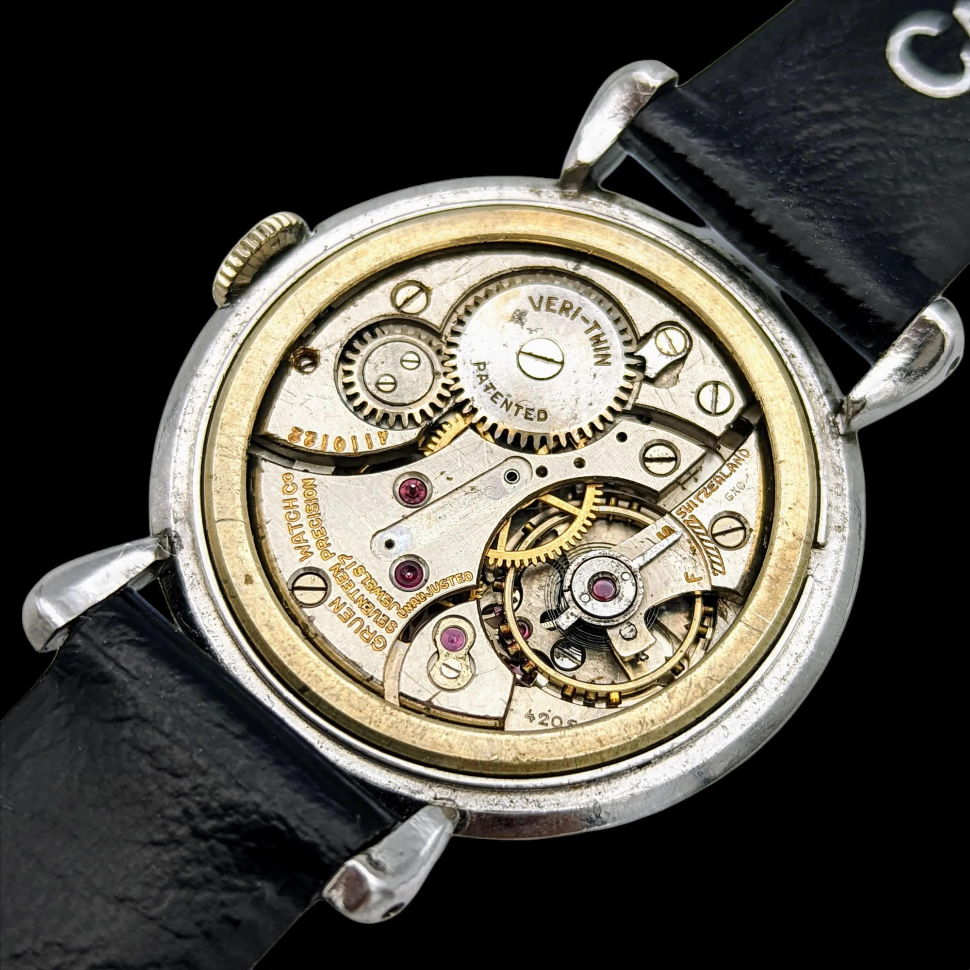 1940's GRUEN Veri-Thin PRECISION Watch 17 Jewels Cal. 420 SS Swiss