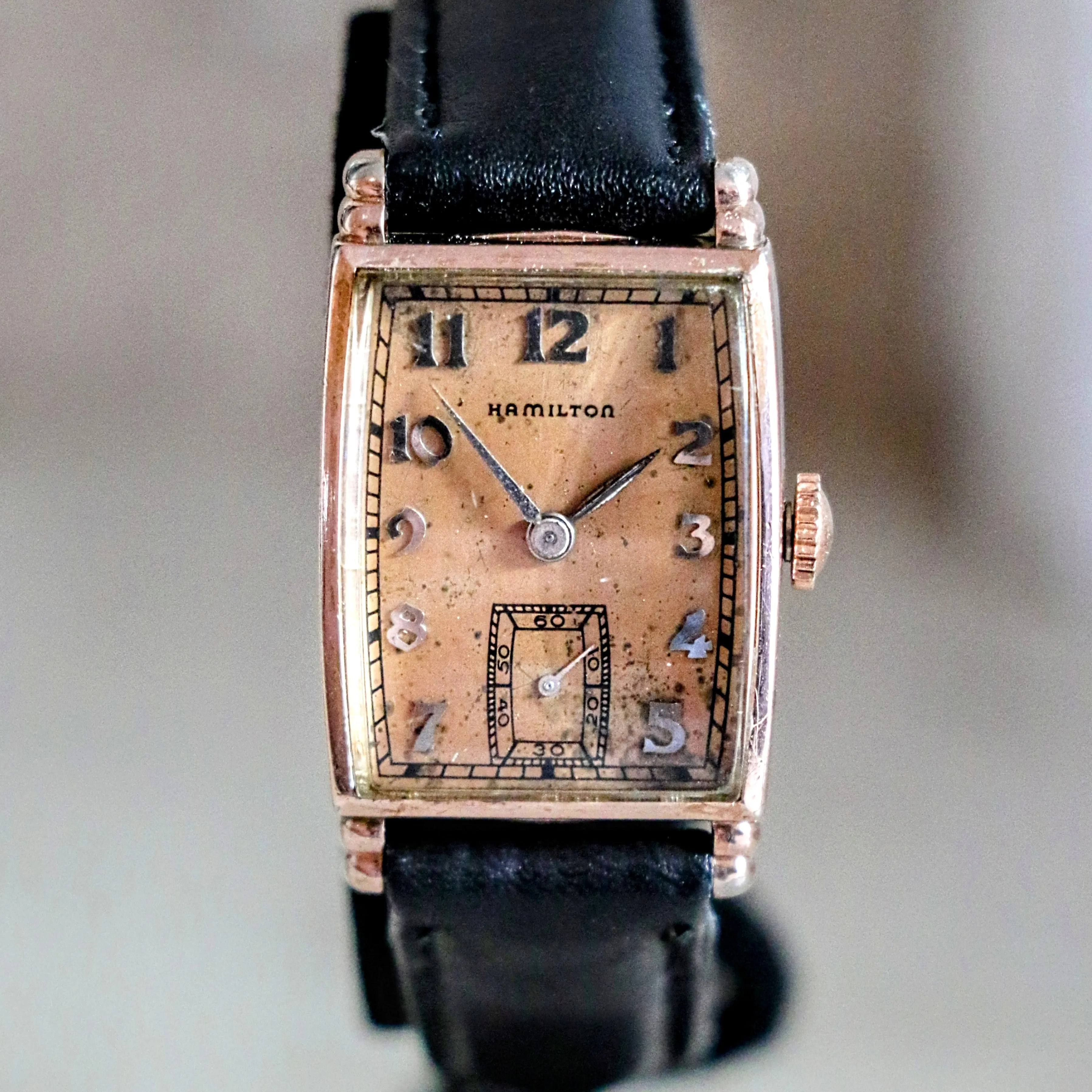 1941 HAMILTON Myron Wristwatch 10K Coral (Rose) G.F. Watch Grade 980 U.S.A. Made