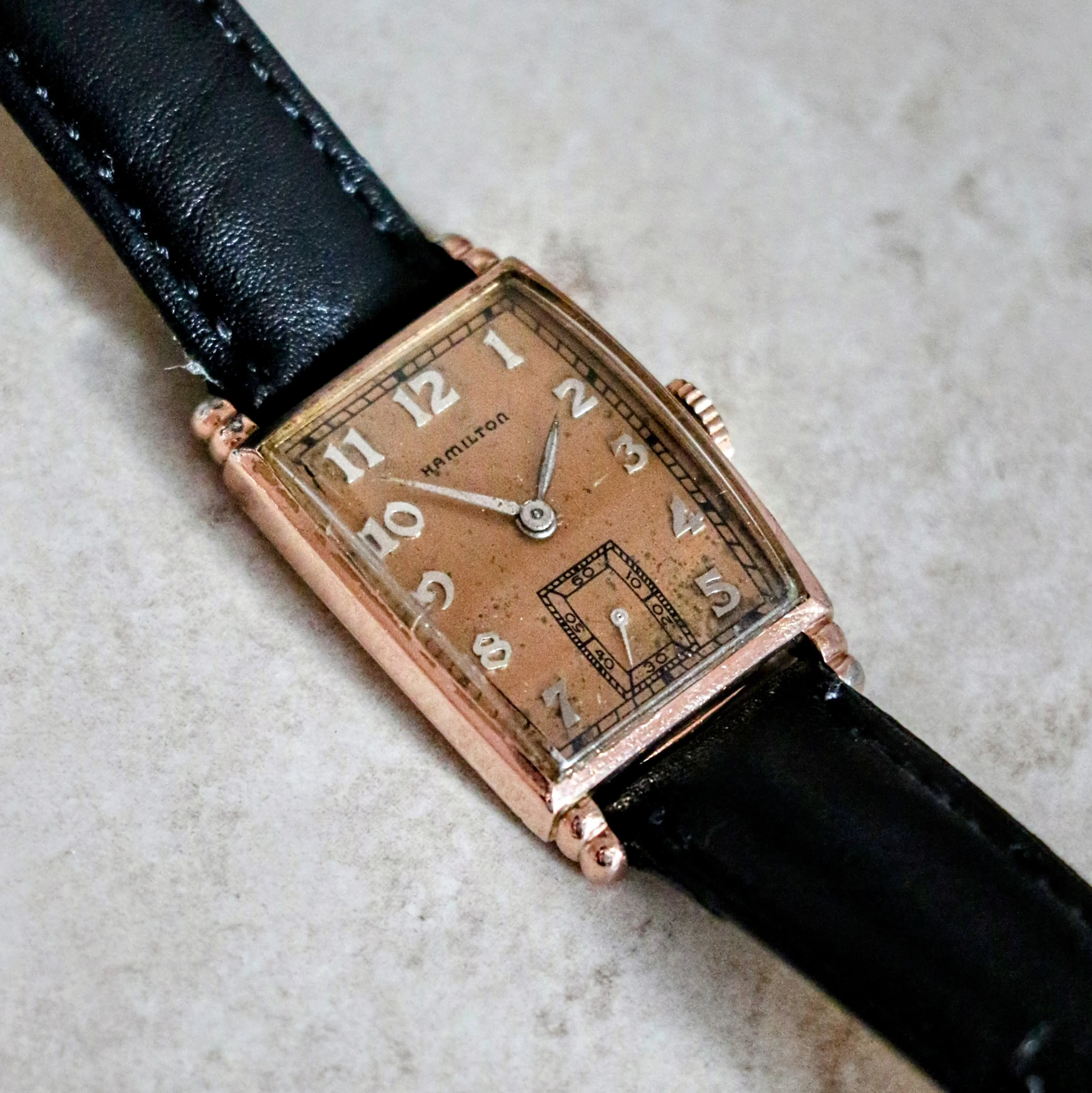 1941 HAMILTON Myron Wristwatch 10K Coral (Rose) G.F. Watch Grade 980 U.S.A. Made