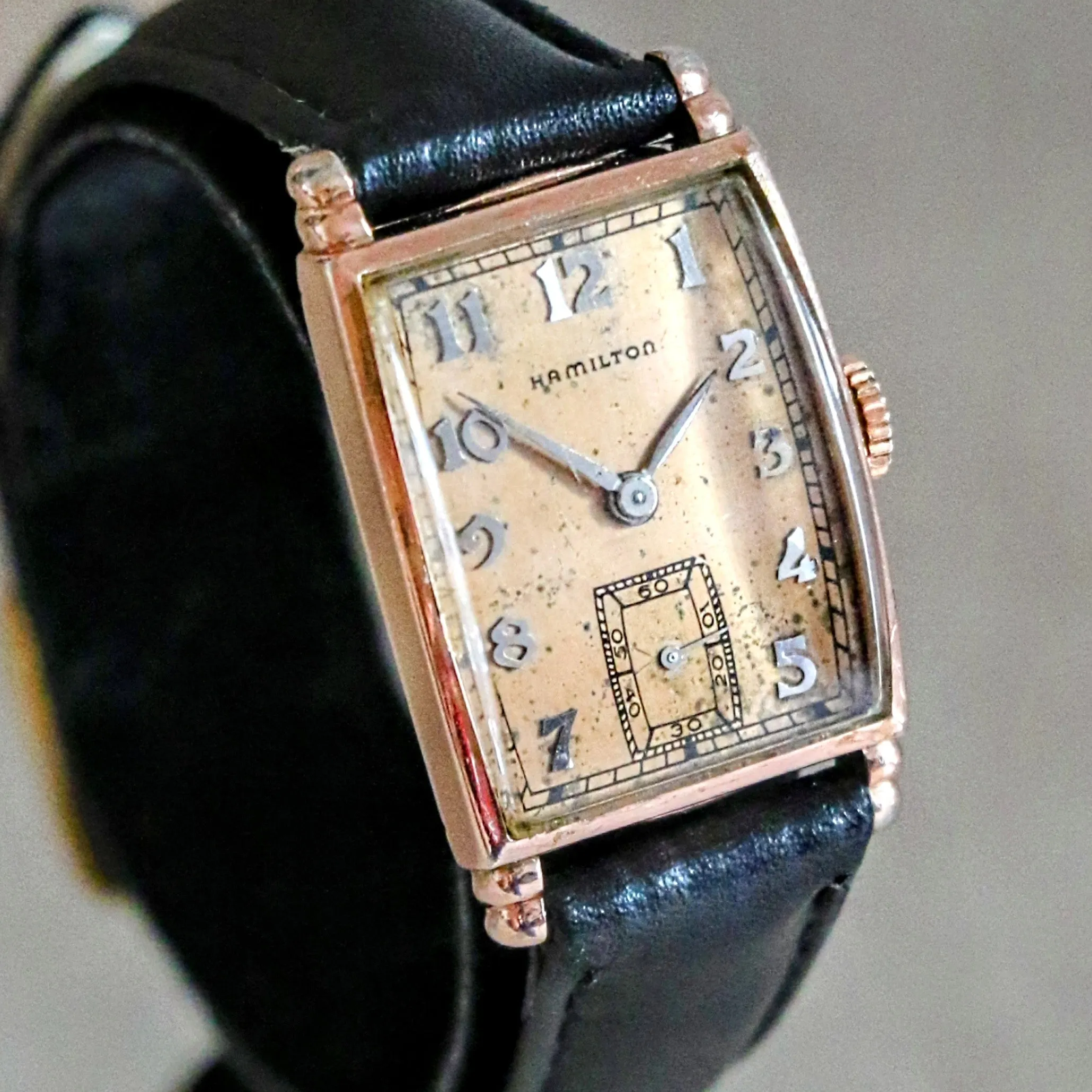 1941 HAMILTON Myron Wristwatch 10K Coral (Rose) G.F. Watch Grade 980 U.S.A. Made