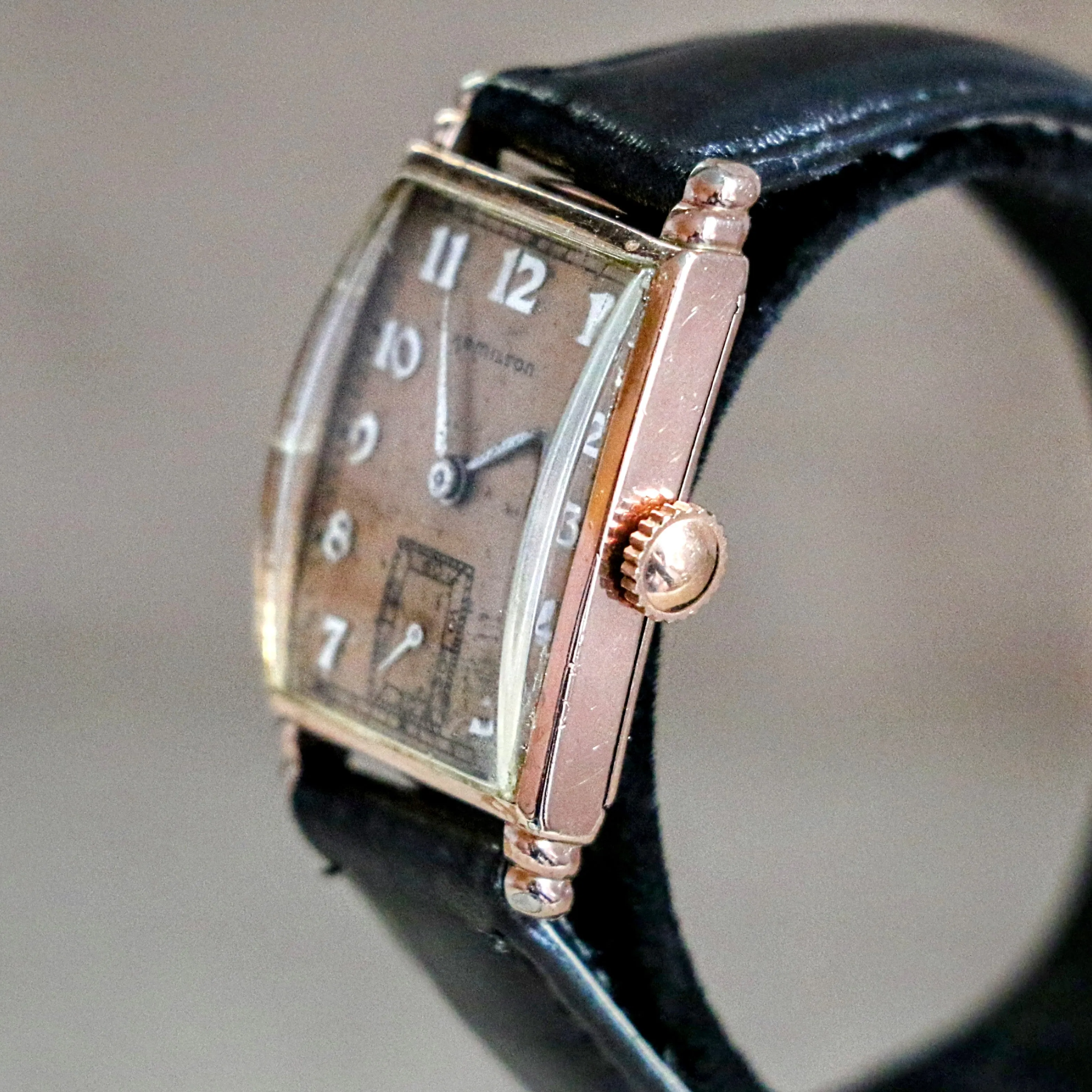 1941 HAMILTON Myron Wristwatch 10K Coral (Rose) G.F. Watch Grade 980 U.S.A. Made