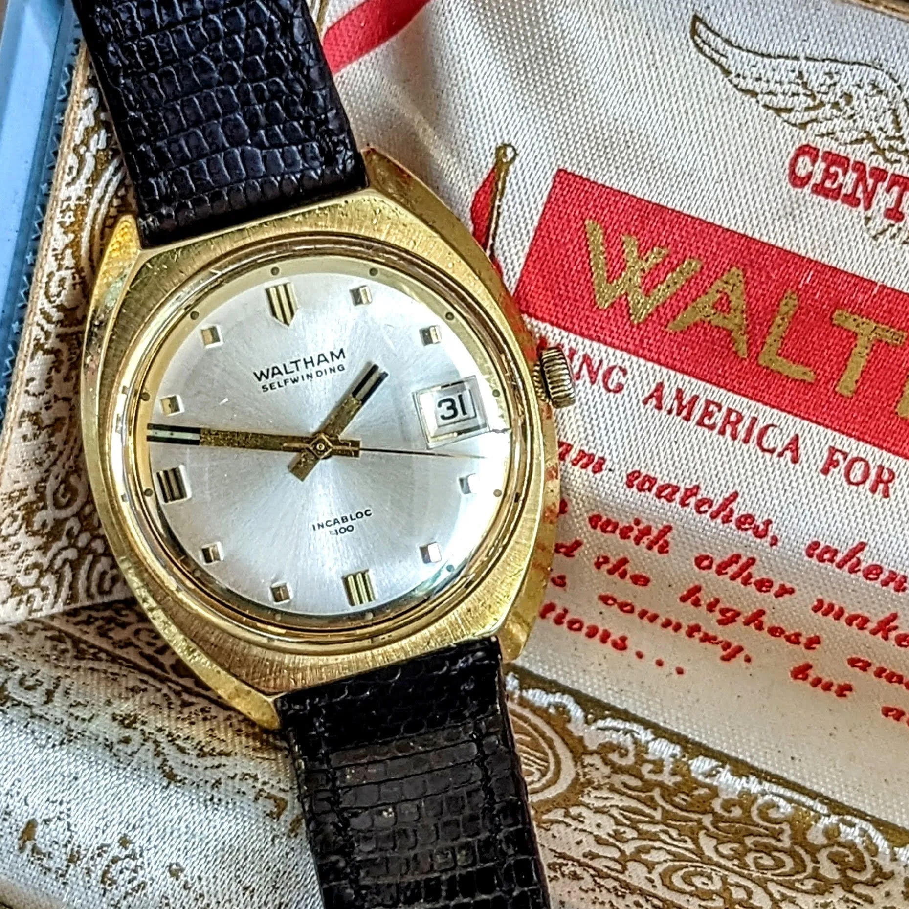 1950 WALTHAM Centennial Automatic Wristwatch Swiss Caliber R337 100 Jewels Watch