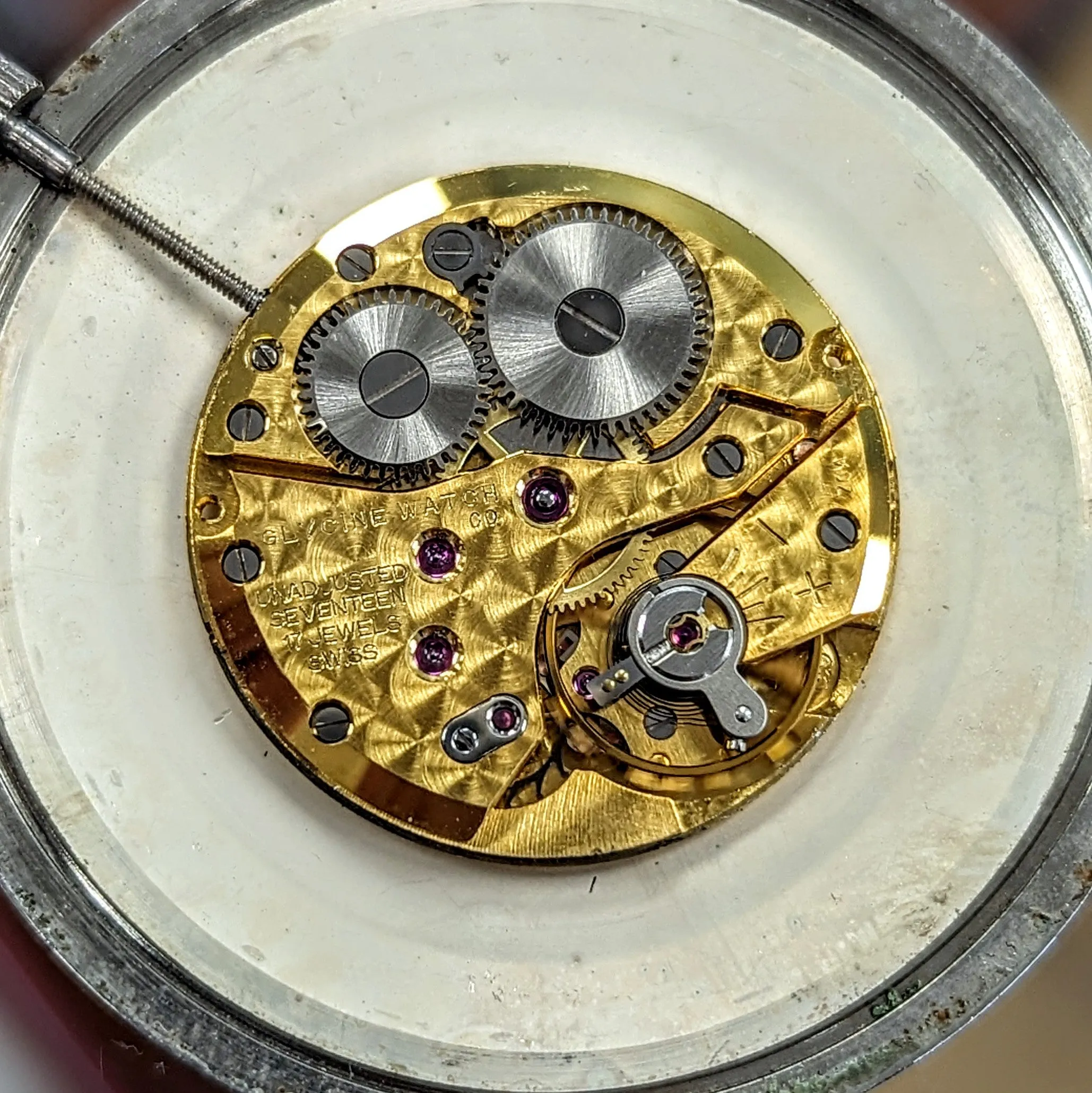 1950's GLYCINE Pocket Watch 17 Jewels Cal. AV 423 Swiss Made - ULTRA Thin w/PW Chain