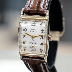 1952 LORD ELGIN Watch 21 Jewels Grade 670 Wristwatch 14K GF Tank Case U.S.A.