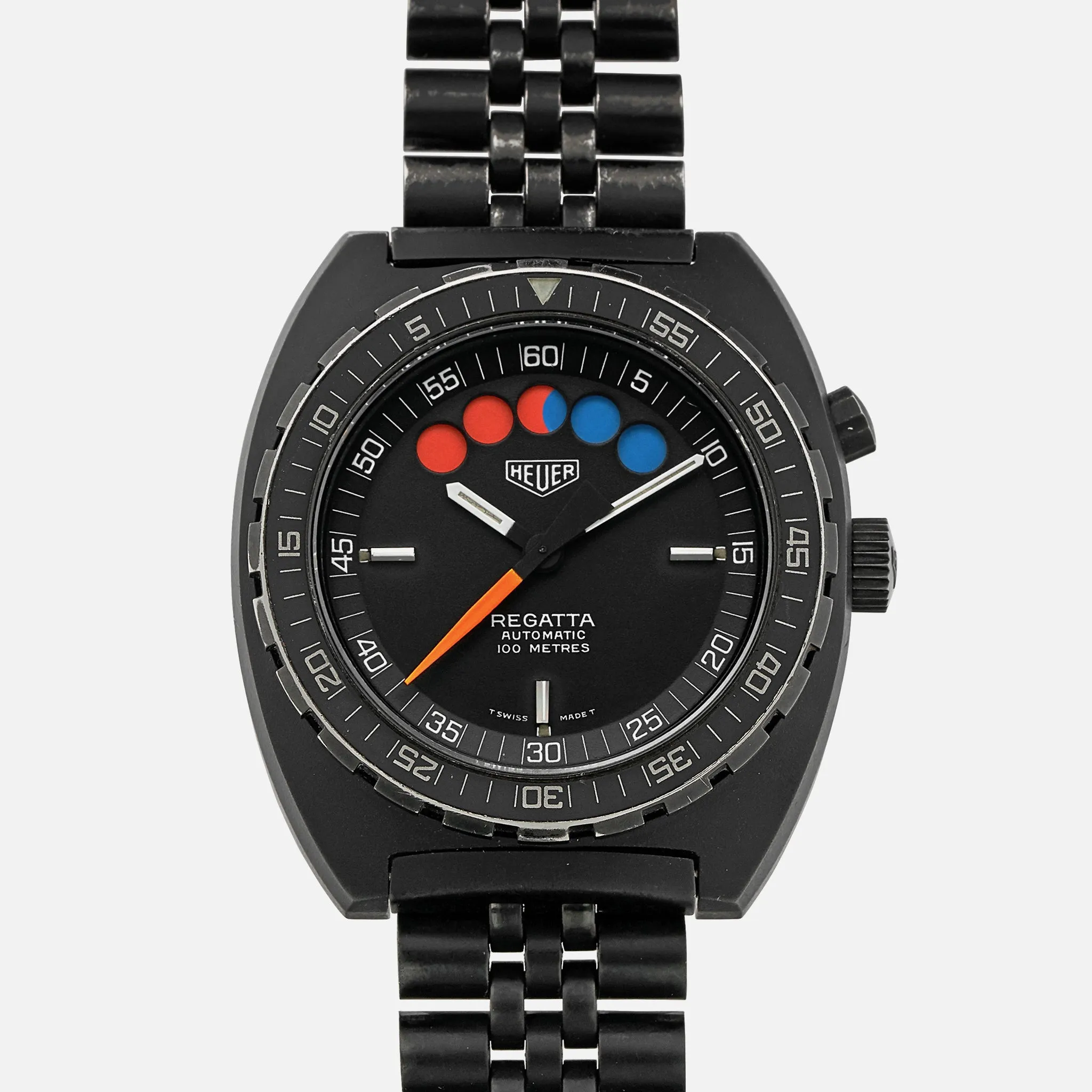 1980s Heuer Regatta Ref. 134.601 In Black PVD-Coated Steel
