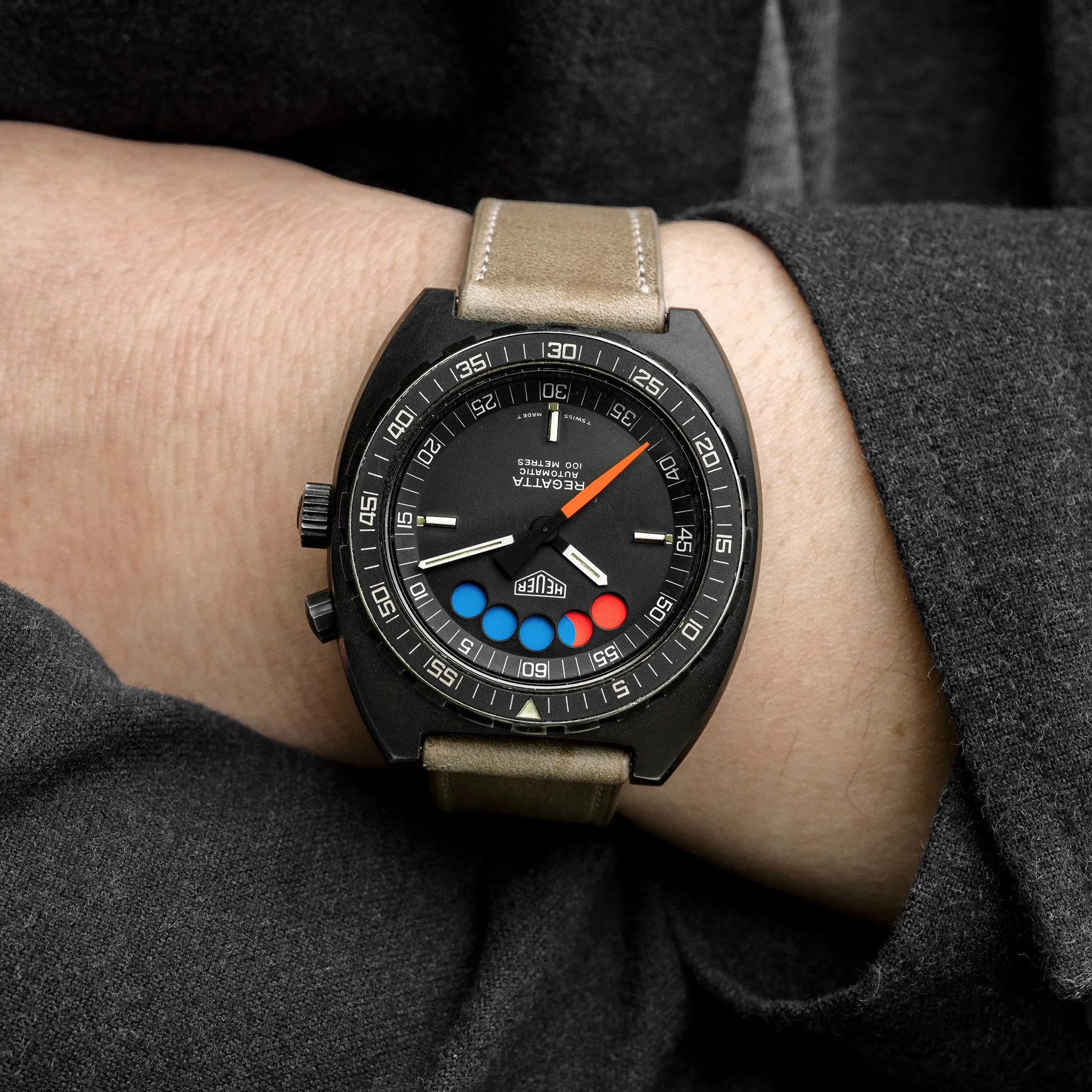 1980s Heuer Regatta Ref. 134.601 In Black PVD-Coated Steel