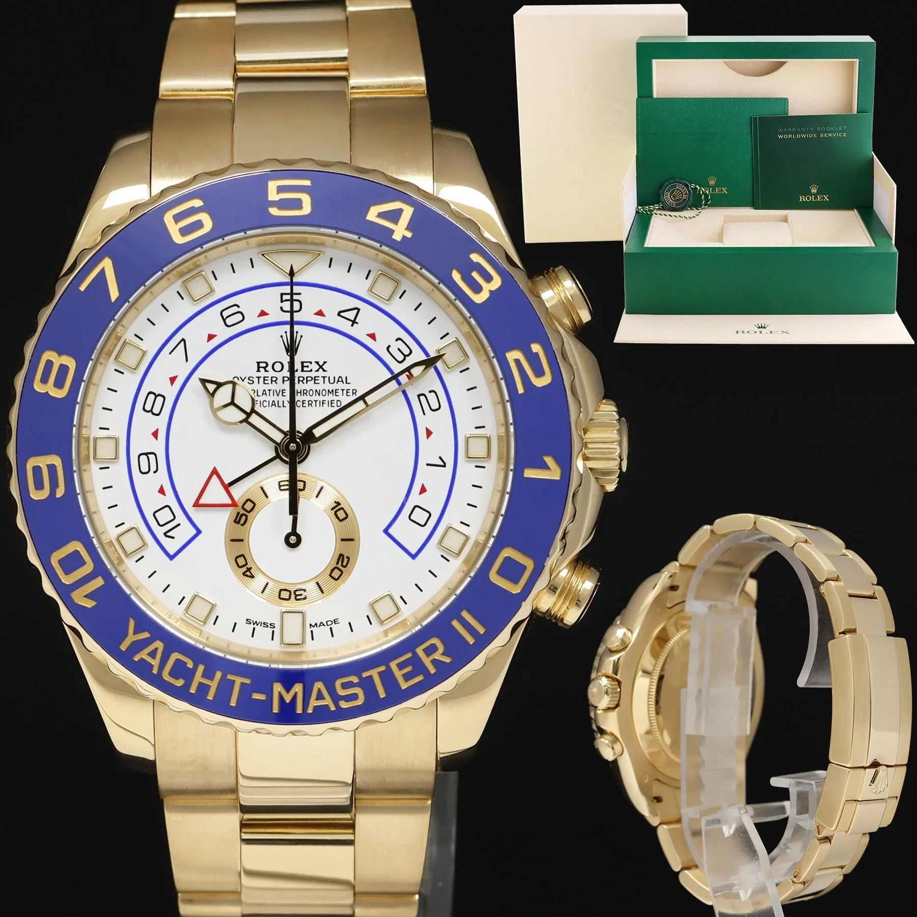 2022 MERCEDES HANDS Rolex Yacht-Master 2 Yellow Gold 44mm 116688 Watch Box
