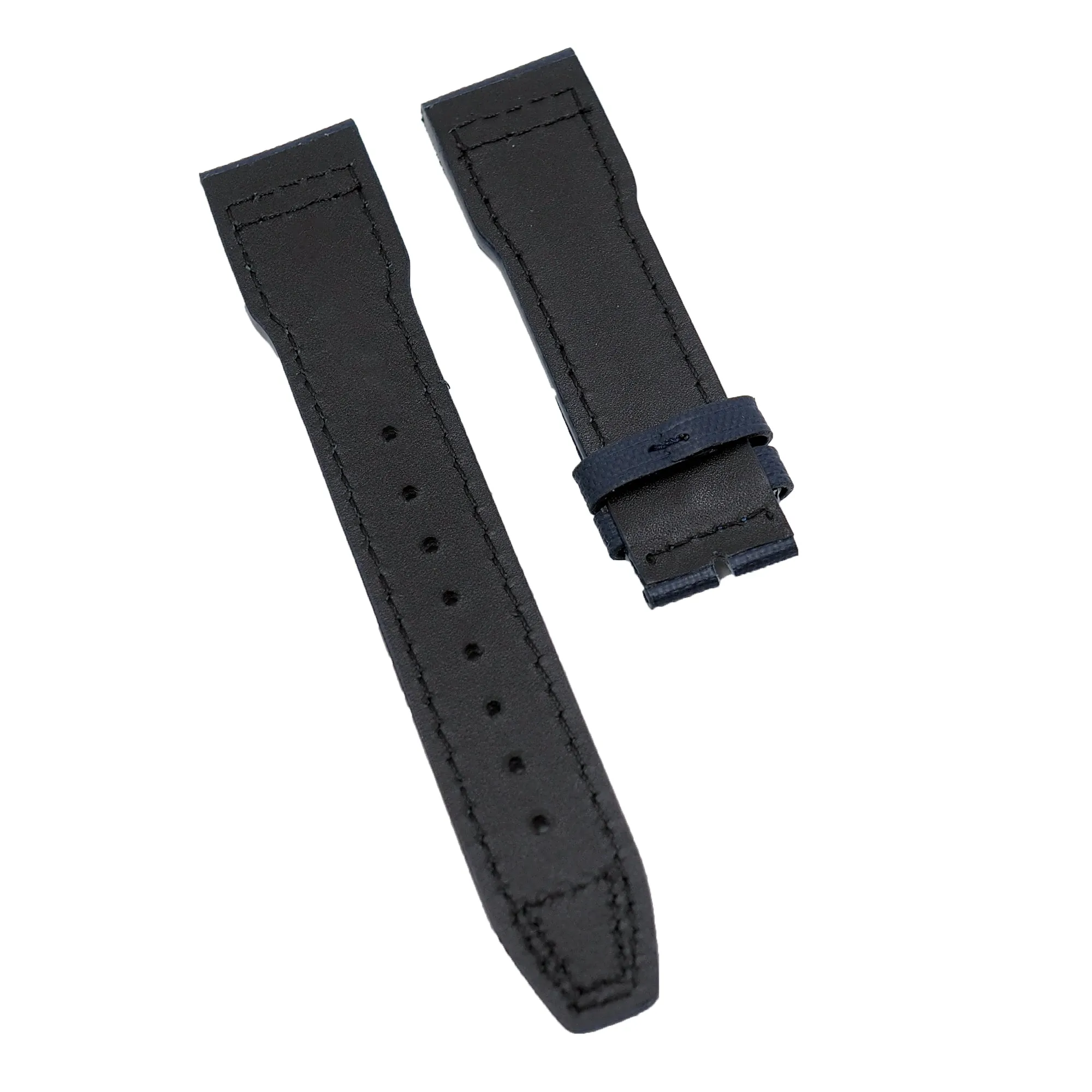 20mm, 21mm Pilot Style Navy Blue Fiber Watch Strap For IWC, Semi Square Tail