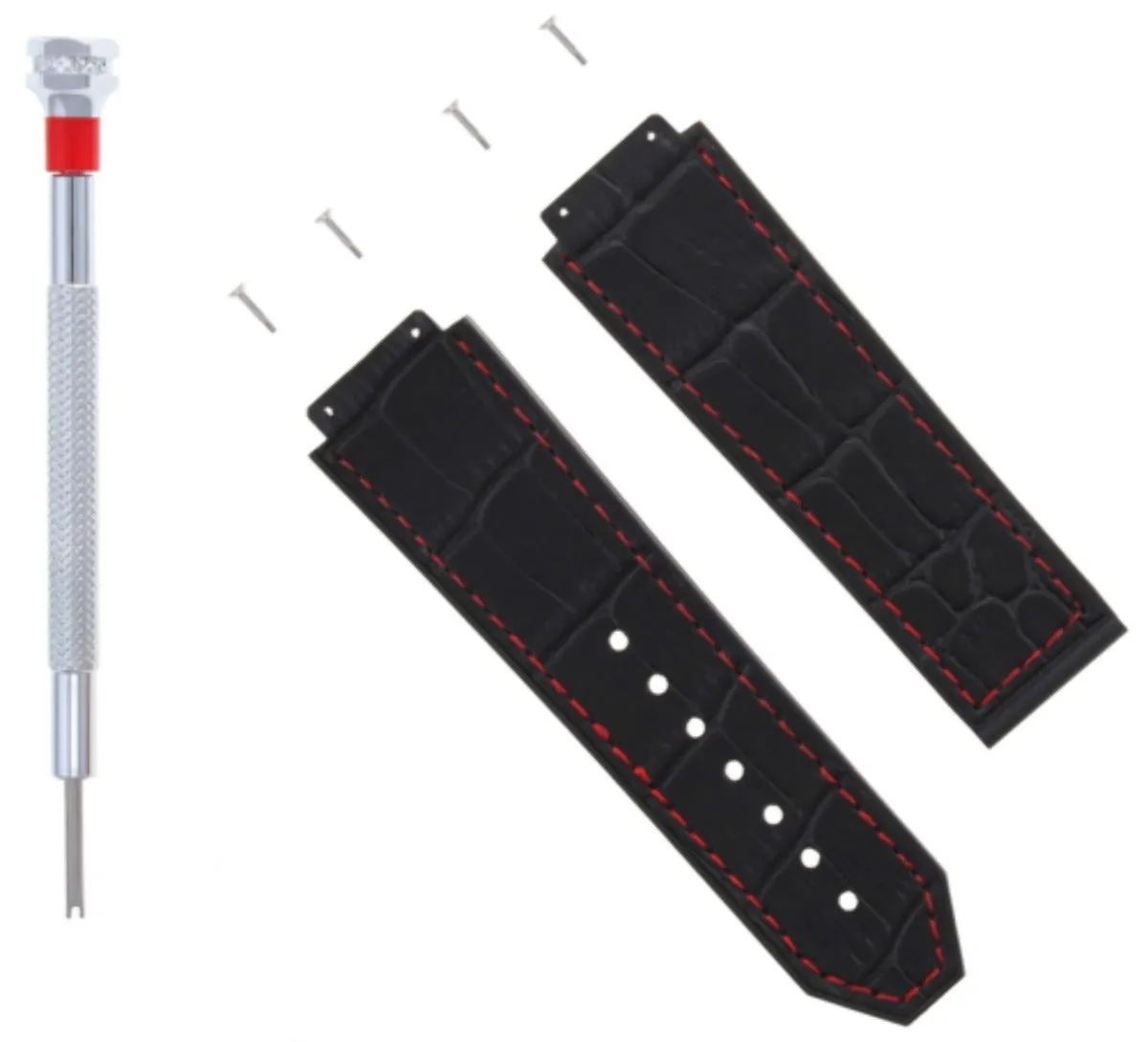 24MM ALLIGATOR LEATHER BAND STRAP FOR 44MM HUBLOT BIG BANG BLACK RS  4SCREW   SD