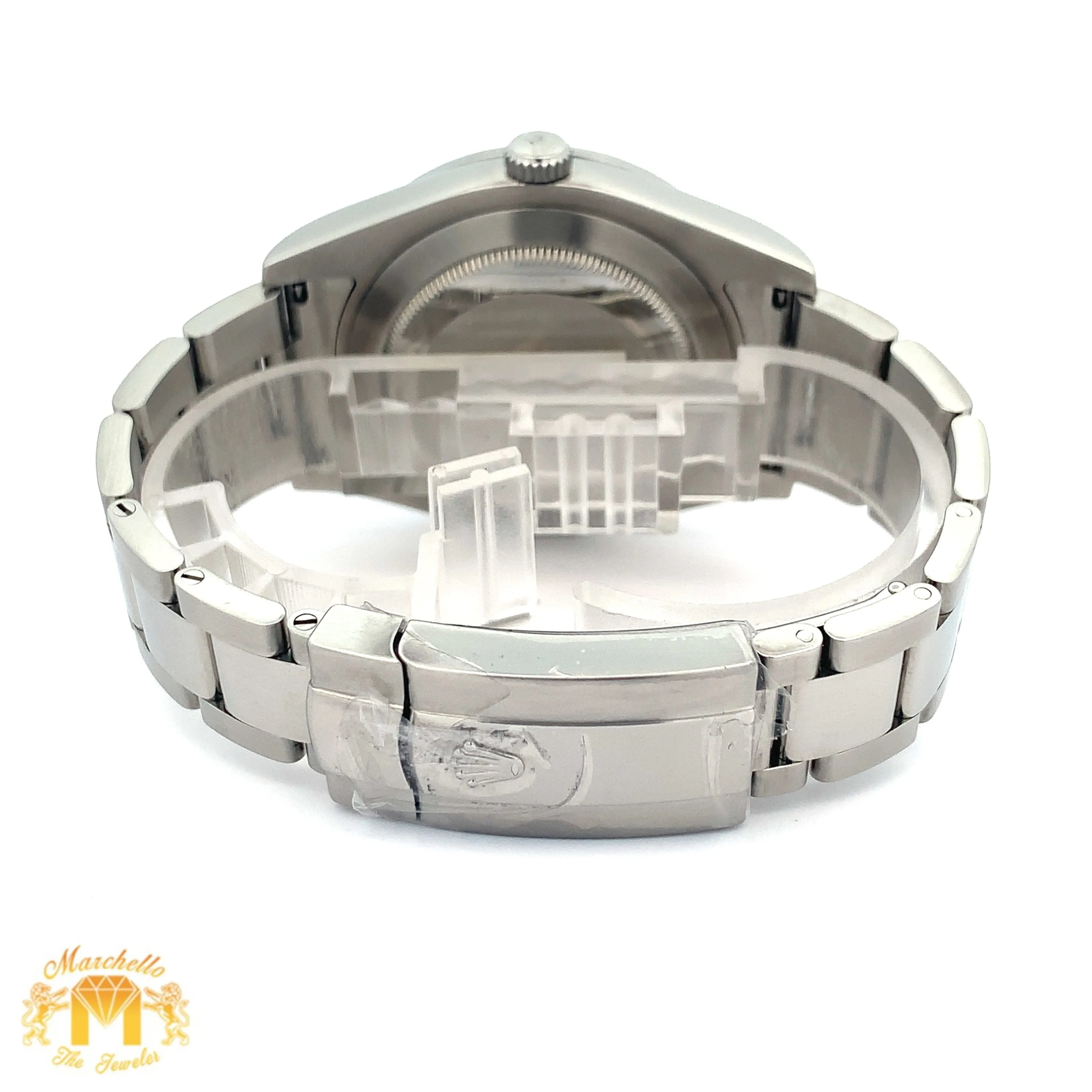 41mm Rolex Diamond Watch with Stainless Steel Oyster Bracelet (diamond bezel and dial)