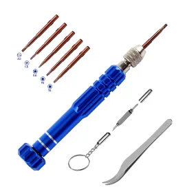 5-in-1 Eyeglass Repair Kit, 3in1 Multifunctional Small Screwdriver Set, Phone Repair Kit, Premium Screwdriver Tools Kit for Repairing Sunglasses, Watches, Electronic Products, Toys (Blue) Blue