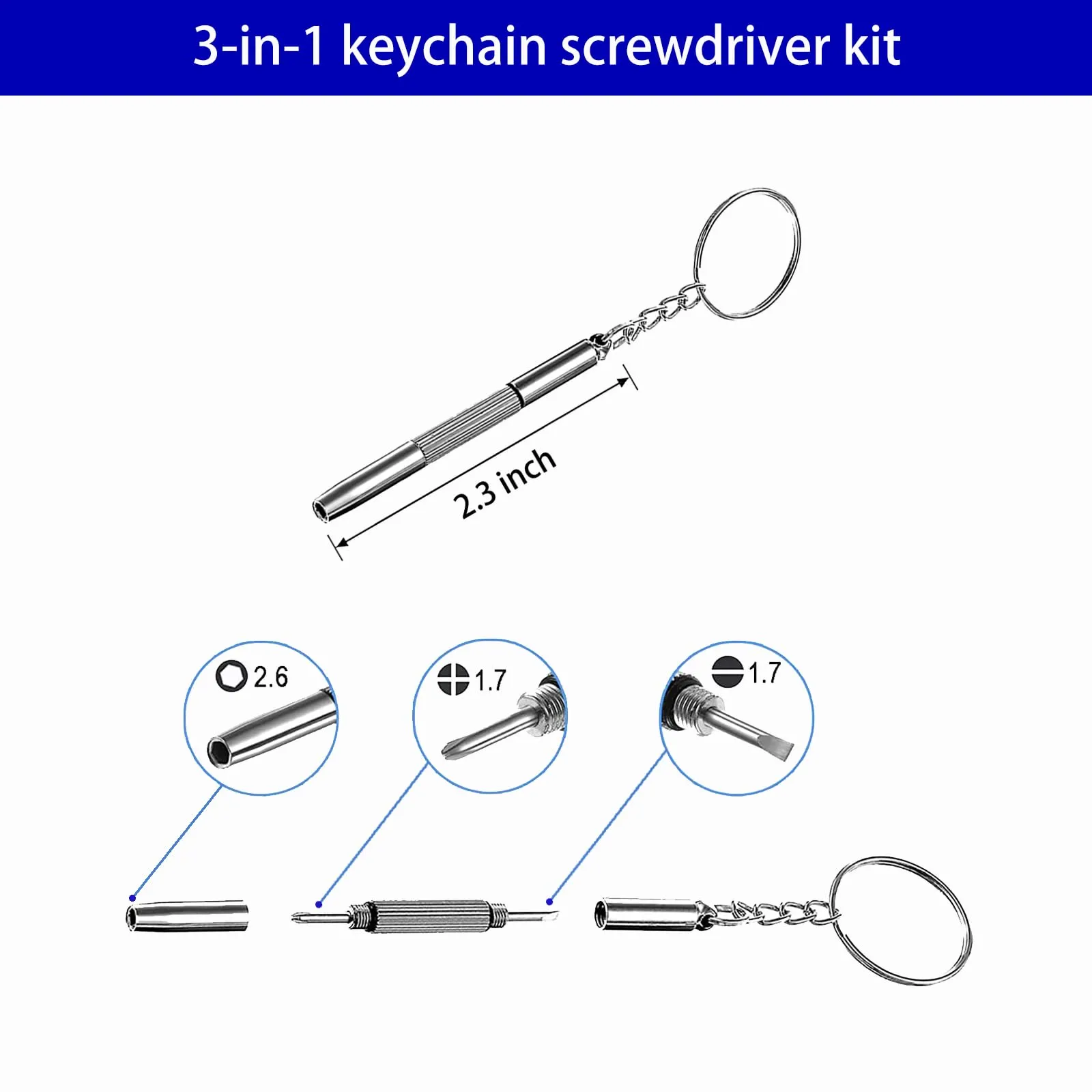 5-in-1 Eyeglass Repair Kit, 3in1 Multifunctional Small Screwdriver Set, Phone Repair Kit, Premium Screwdriver Tools Kit for Repairing Sunglasses, Watches, Electronic Products, Toys (Blue) Blue