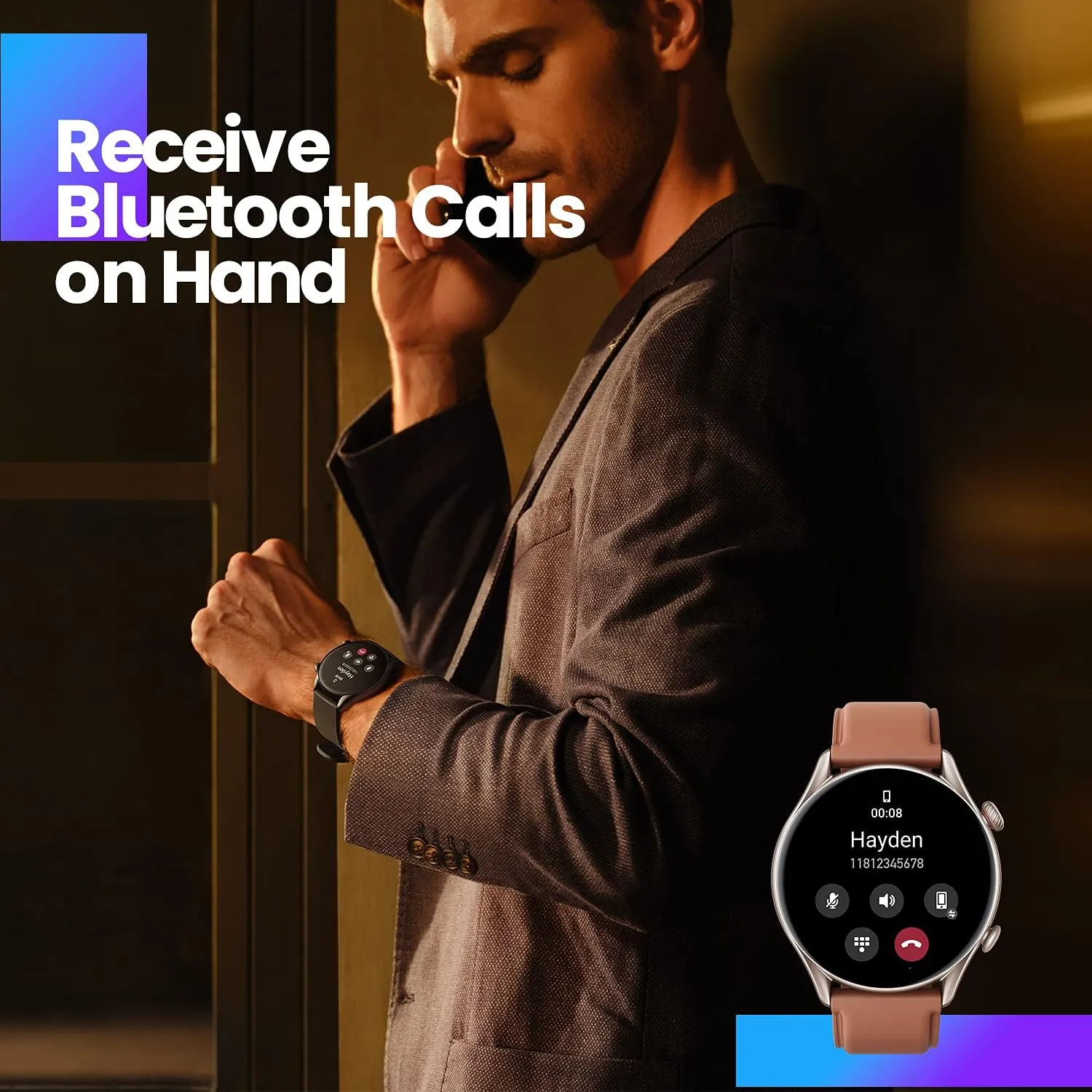 Amazfit GTR 3 Pro Smart Watch 46mm for Android iPhone, 14-Day Battery Life, GPS, Alexa Built-In, Bluetooth Calls, Men's Fitness Tracker with 150  Sports Modes, Sleep Heart Rate Health Tracking, Brown