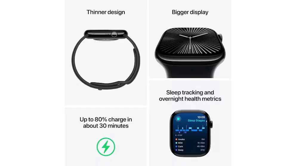 Apple Watch Series 10 GPS   Cellular 42mm Silver Aluminium Case with Denim Sport Band - AU Version