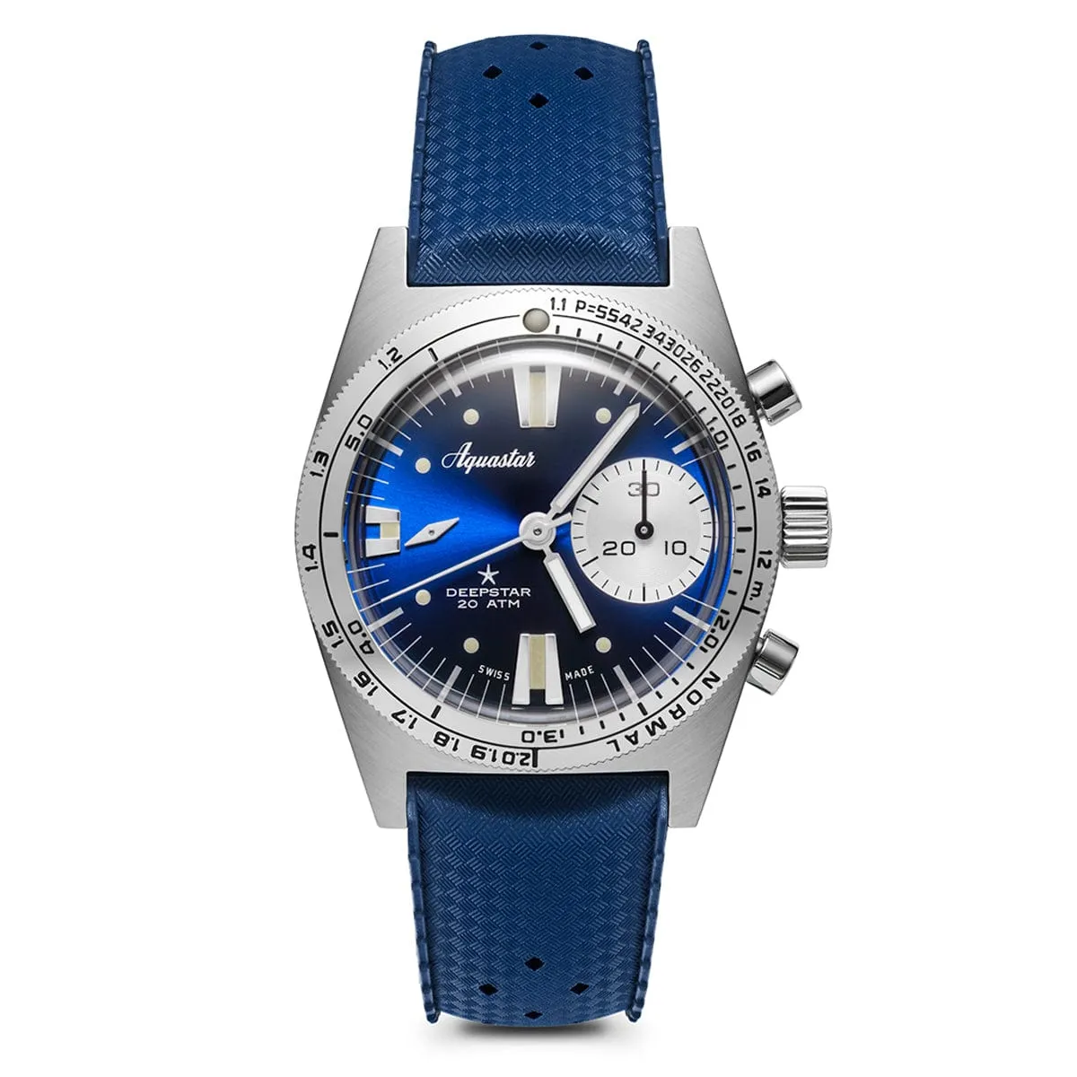 Aquastar Deepstar 39mm Chronograph Blue Ray Dial Blue Tropic