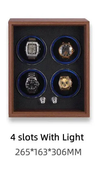 Automatic Luxury Four Slots Watch Ultra Quiet Winder Multimode Antimagnetic With LED Lights and USB/DC
