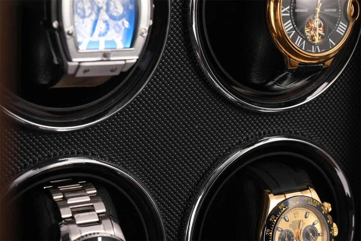 Automatic Luxury Four Slots Watch Ultra Quiet Winder Multimode Antimagnetic With LED Lights and USB/DC