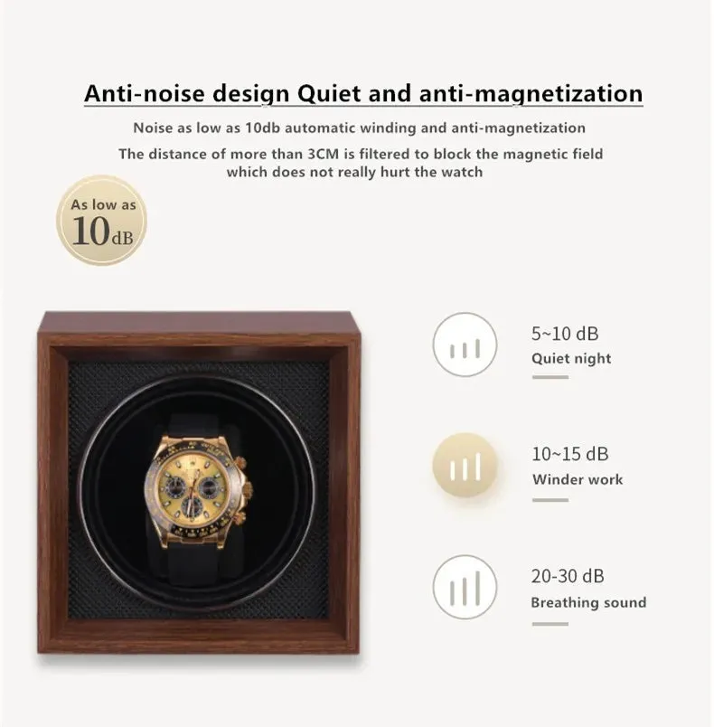 Automatic Luxury One Slot Watch Ultra Quiet Winder Multimode Antimagnetic With LED Lights and USB/DC