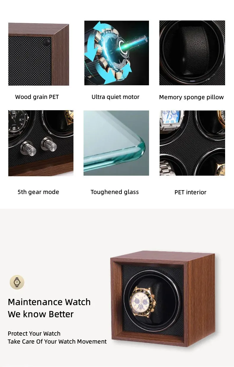 Automatic Luxury One Slot Watch Ultra Quiet Winder Multimode Antimagnetic With LED Lights and USB/DC