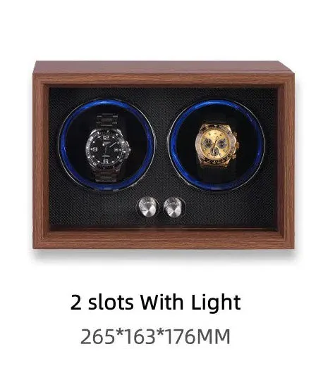 Automatic LuxuryTwo Slots Watch Ultra Quiet Winder Multimode Antimagnetic With LED Lights and USB/DC