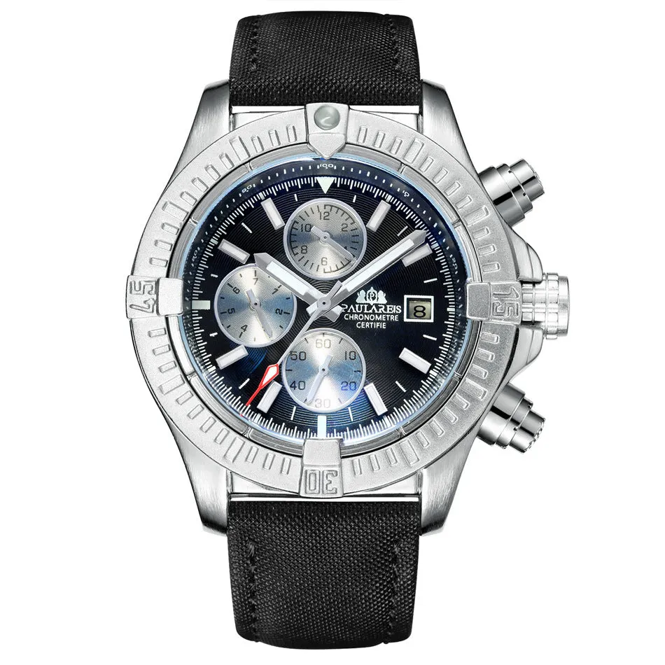Automatic Mechanical Luminous Canvas-shaped Leather Multifunctional Men's Watch