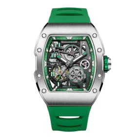 Automatic Mechanical Watches for Men Luxury Luminous Waterproof Tonneau Wristwatch Rubber Strap Relogio Masculino 2024