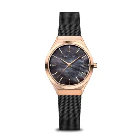 Bering Classic Ladies Ultra Slim Black Mother of Pearl Watch