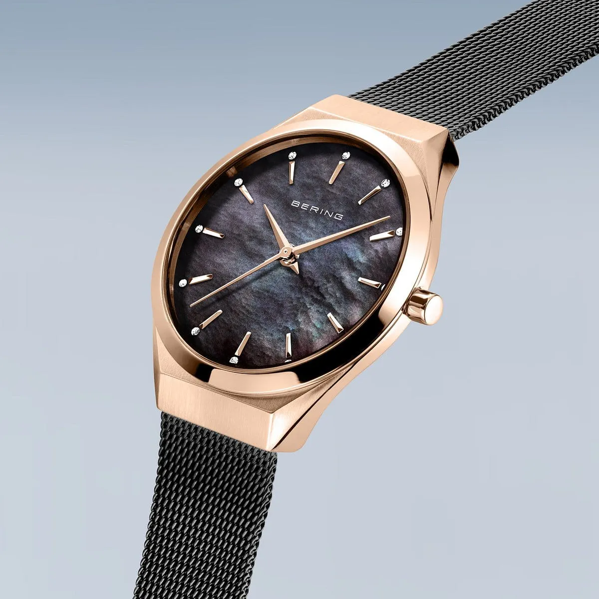 Bering Classic Ladies Ultra Slim Black Mother of Pearl Watch