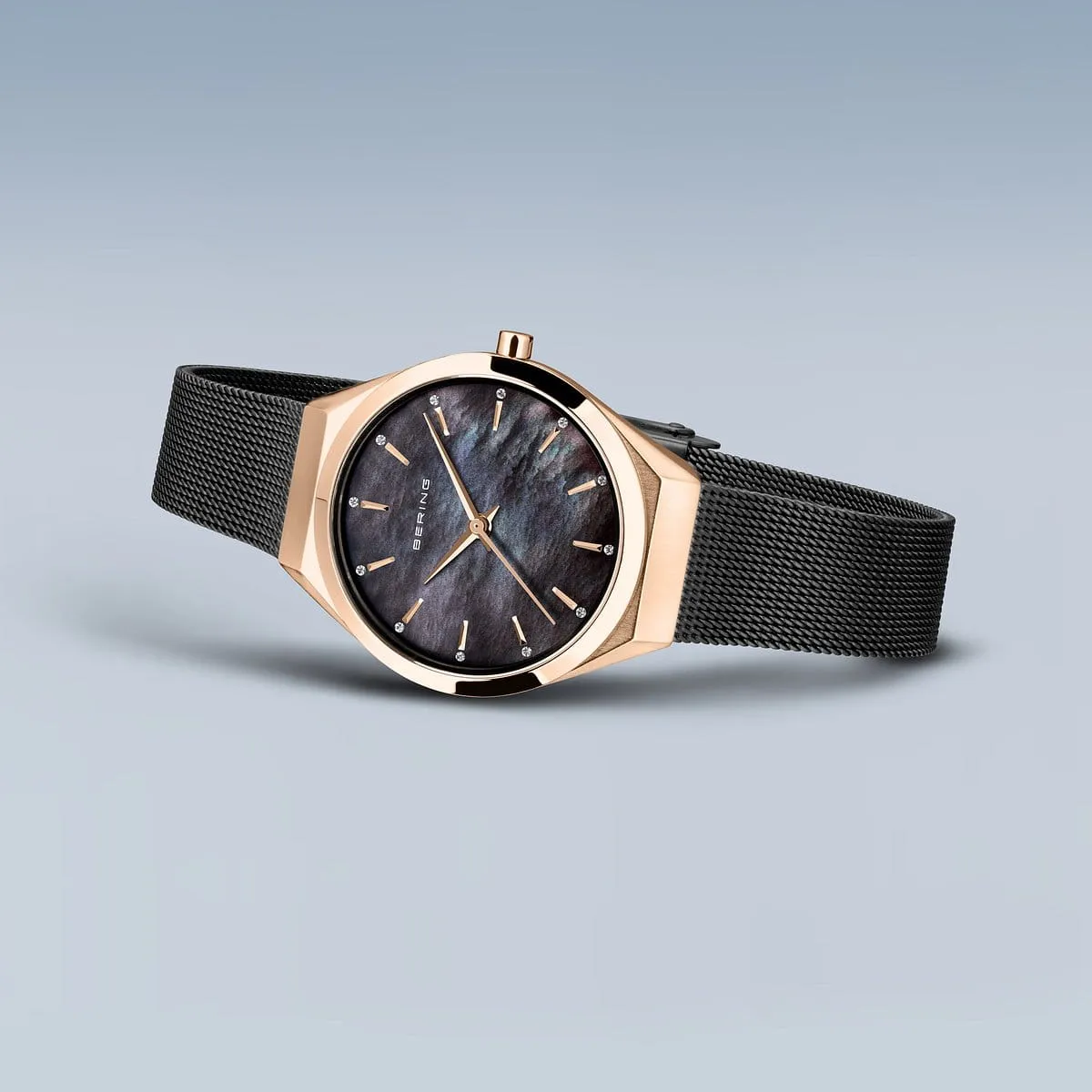 Bering Classic Ladies Ultra Slim Black Mother of Pearl Watch