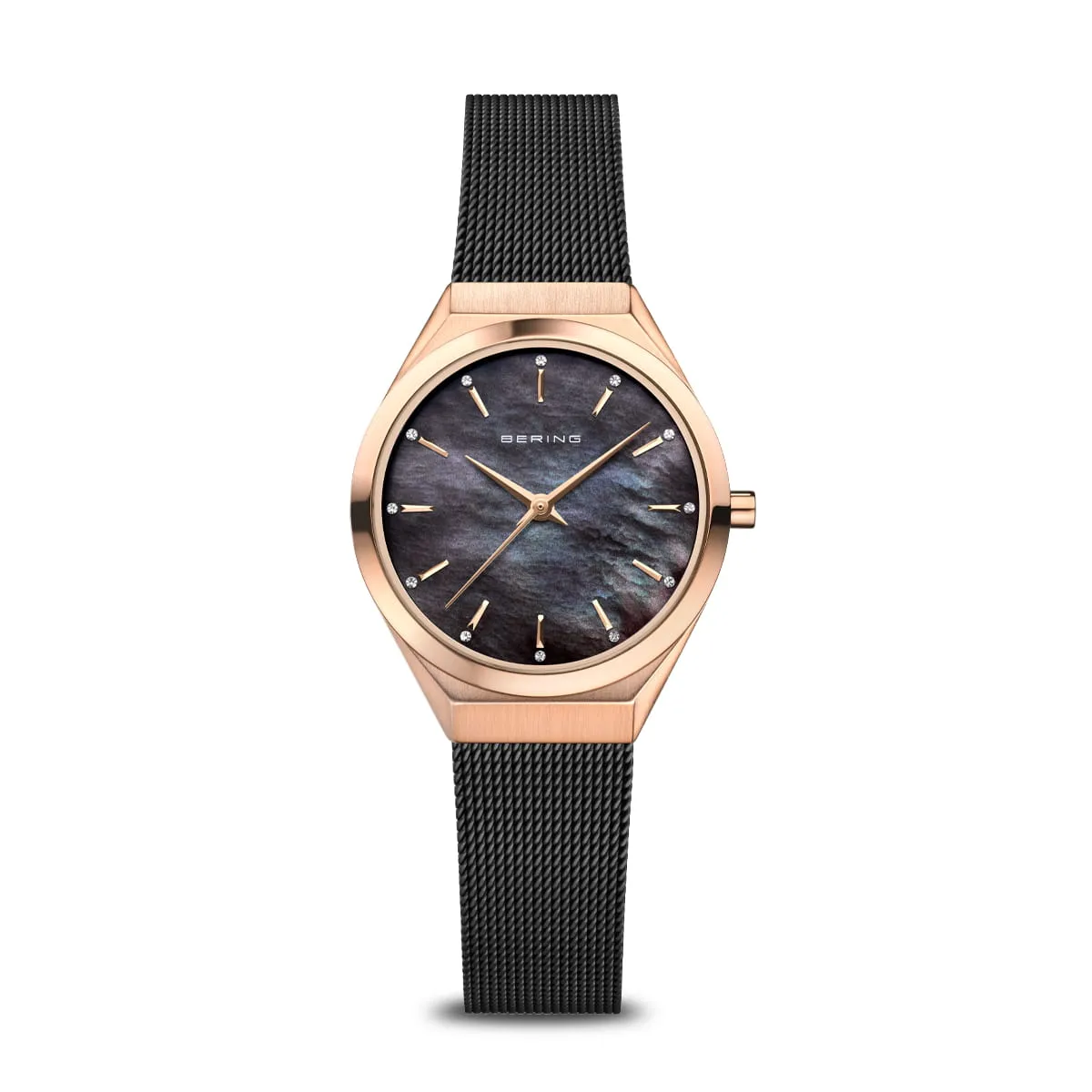 Bering Classic Ladies Ultra Slim Black Mother of Pearl Watch