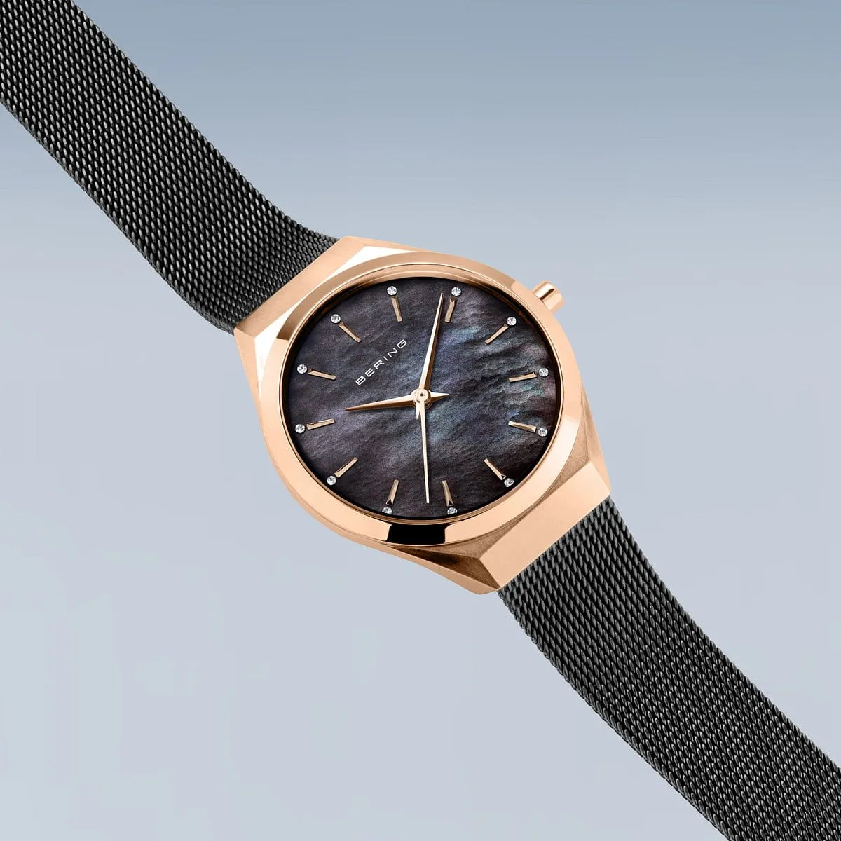Bering Classic Ladies Ultra Slim Black Mother of Pearl Watch