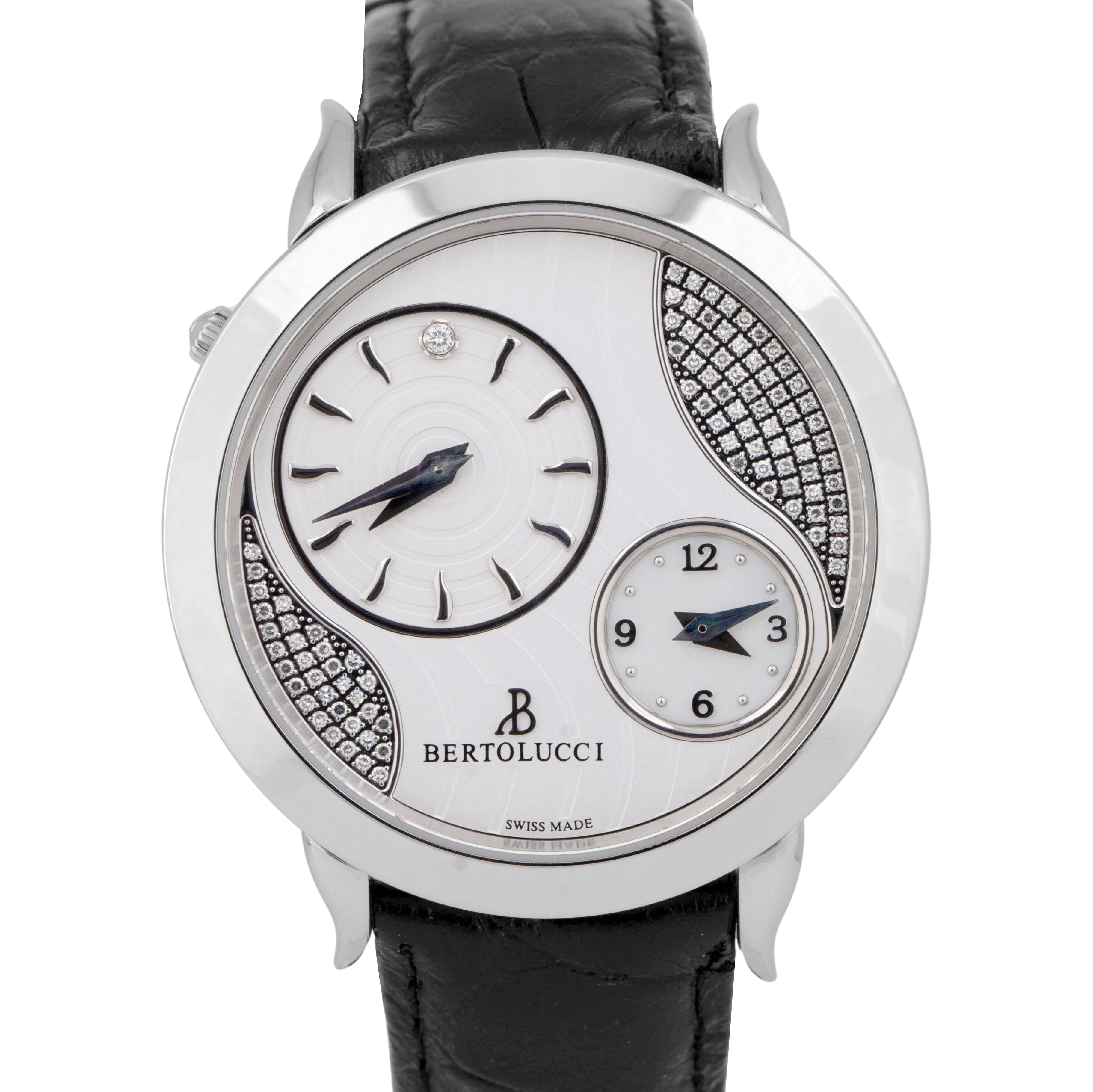 Bertolucci 1213 Volta Mother of Pearl Diamond 42mm Steel Leather Quartz Watch