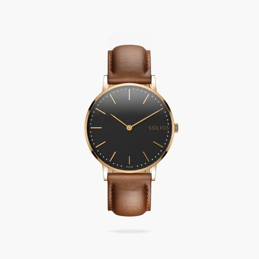Black   Rose Gold Solar Classic (Brown Eco Vegan Leather)