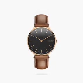 Black   Rose Gold Solar Classic (Brown Eco Vegan Leather)