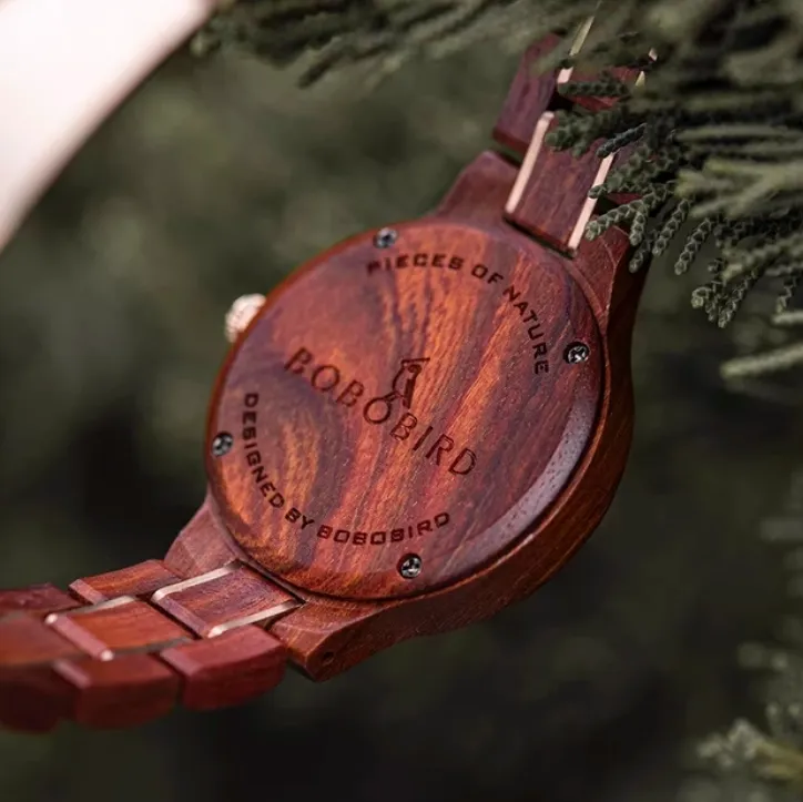 BOBO BIRD ROMAN NUMERALS WOODEN UNIQUE DESIGN WOMEN'S WATCH