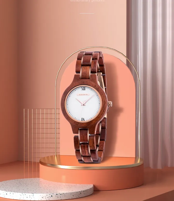 BOBO BIRD ROMAN NUMERALS WOODEN UNIQUE DESIGN WOMEN'S WATCH