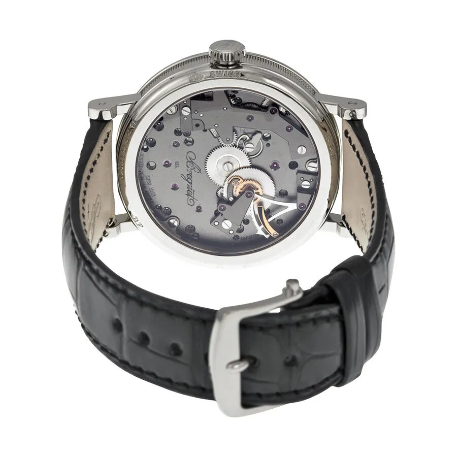 Breguet Tradition Black and Grey Skeleton Dial 18kt White Gold Black Leather Men's Watch 7057BBG99W6 7057BB/G9/9W6