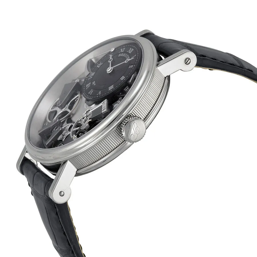 Breguet Tradition Black and Grey Skeleton Dial 18kt White Gold Black Leather Men's Watch 7057BBG99W6 7057BB/G9/9W6