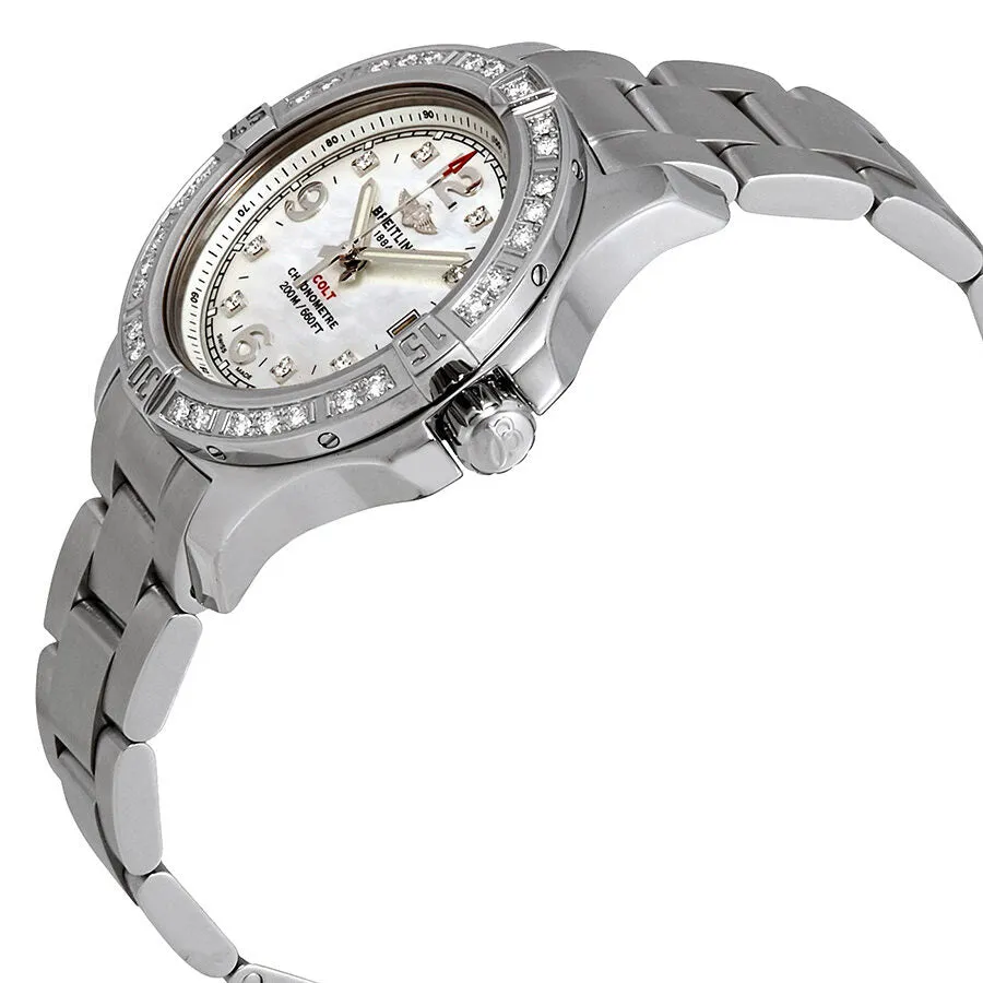 Breitling Colt Lady Mother of Pearl Dial Stainless Steel Diamond Ladies Watch A7738853-A769SS