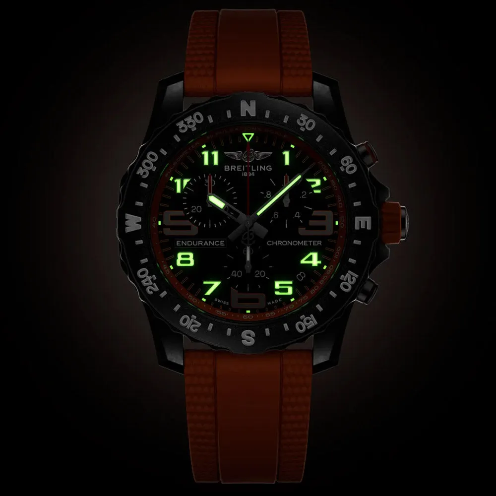 Breitling Endurance Pro 44mm Black Orange Dial Breitlight Quartz Gents Watch X82310A51B1S2